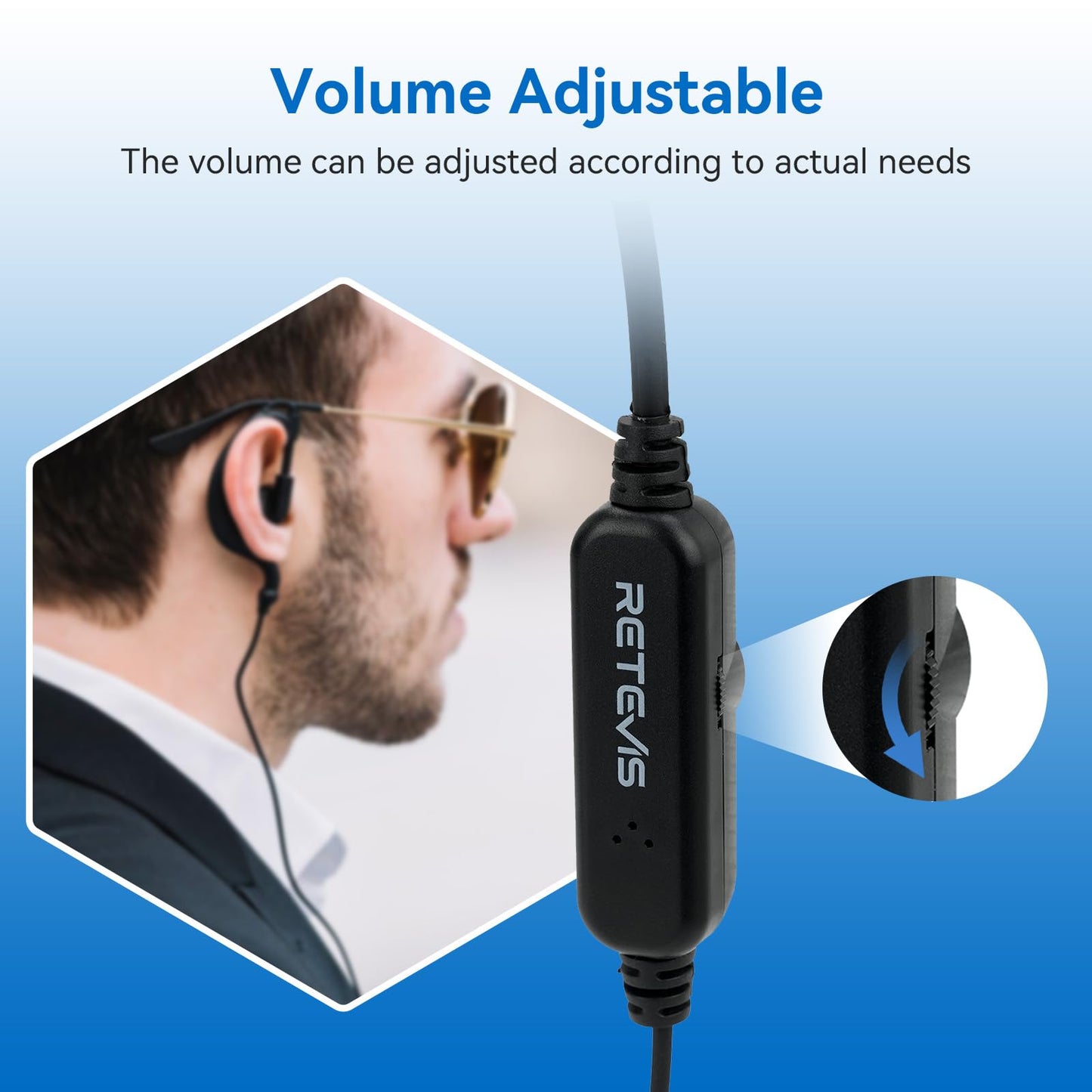 Retevis Volume Adjustable Walkie Talkie Earpiece with Mic, Coil Tube, for RT22 RT68 RT21 H-777 H-777H RT86S, Compatible with Pxton Baofeng BF-T26 Kenwood Two Way Radio, 2 Way Radio Earpiece(20 Pack)