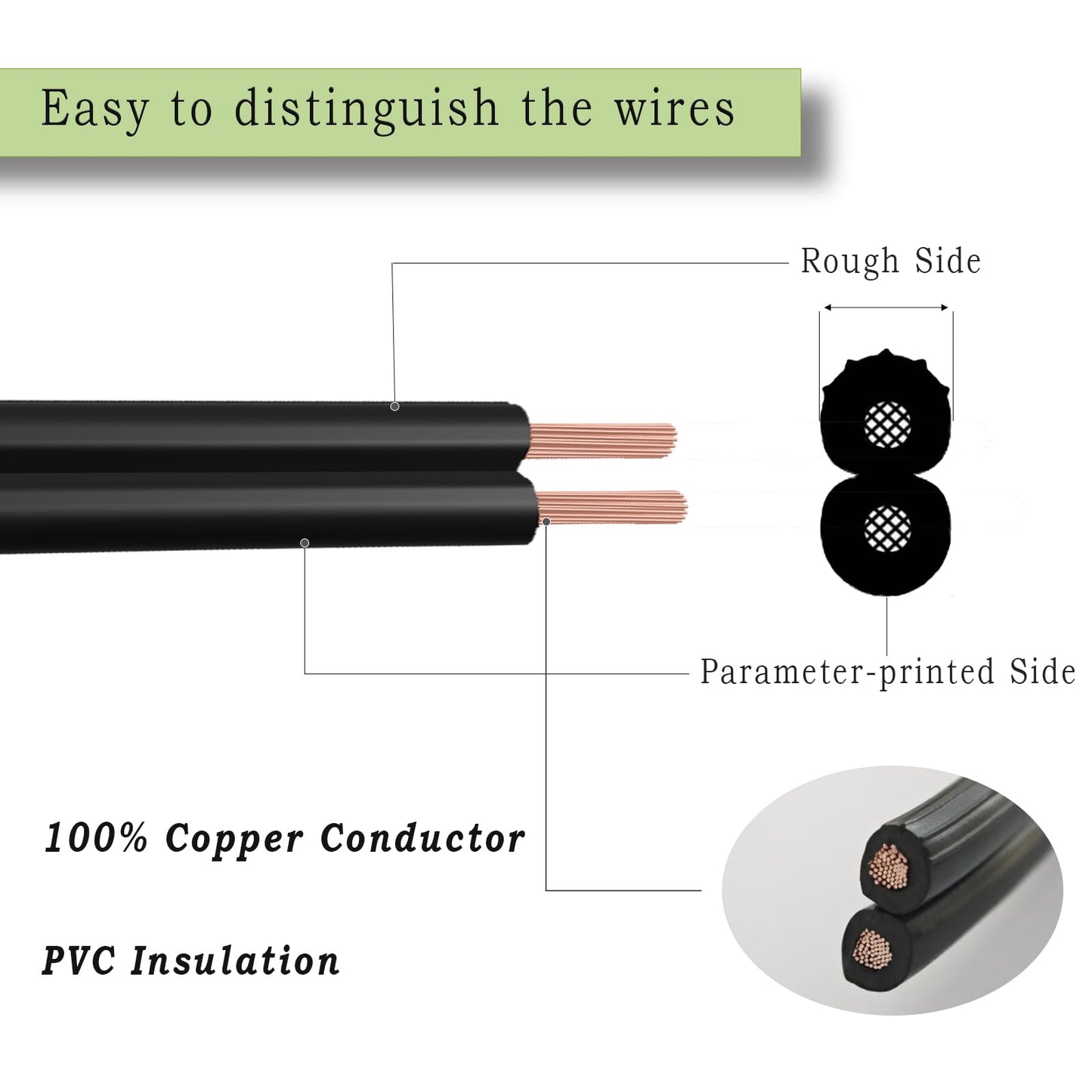 Cableague 12/2 Low Voltage Landscape Lighting Wire 100ft 12AWG*2C Waterproof Conductor Outdoor Direct Burial 100 feet Black