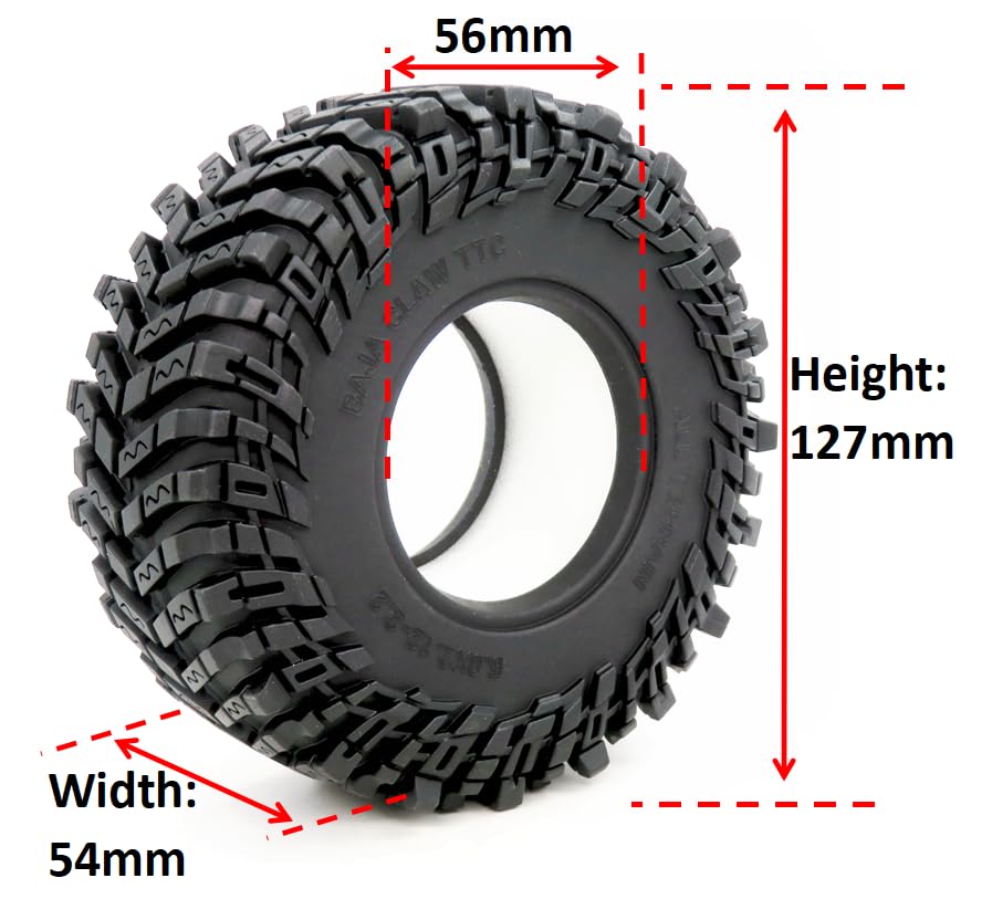 HOBBYSOUL 4pcs RC 2.2 Crawler Tires Soft Sticky 127mm/5.0inch Tall 2.2 Tires Tyres for 1/10 Axial Wraith Axial Yeti/Traxxas TRX4 AMG 6x6 / redcat Everest 10