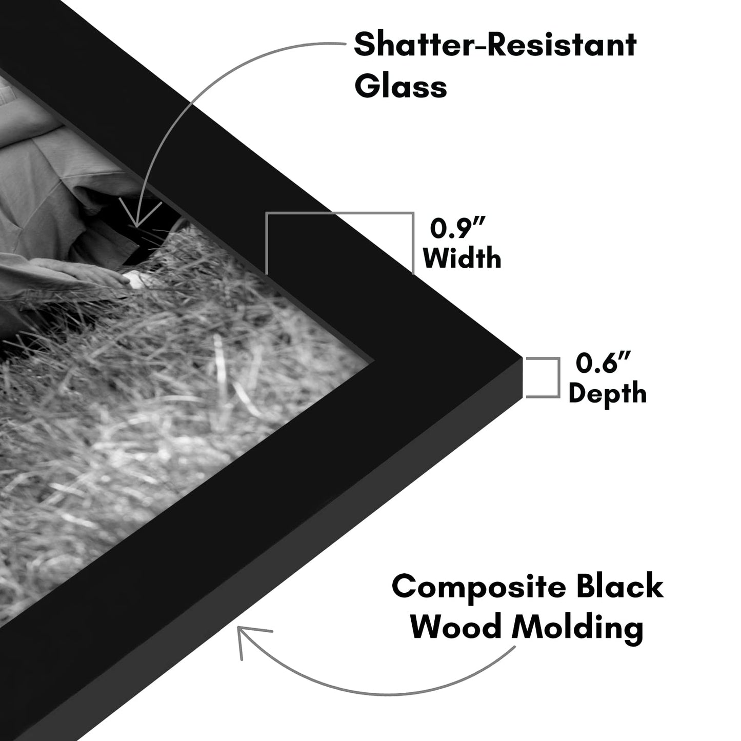 Americanflat Set of 10 Picture Frames with Shatter-Resistant Glass - Gallery Wall Frame Set with Two 8x10, Four 5x7 and Four 4x6 Frames - Signature Collection - Black