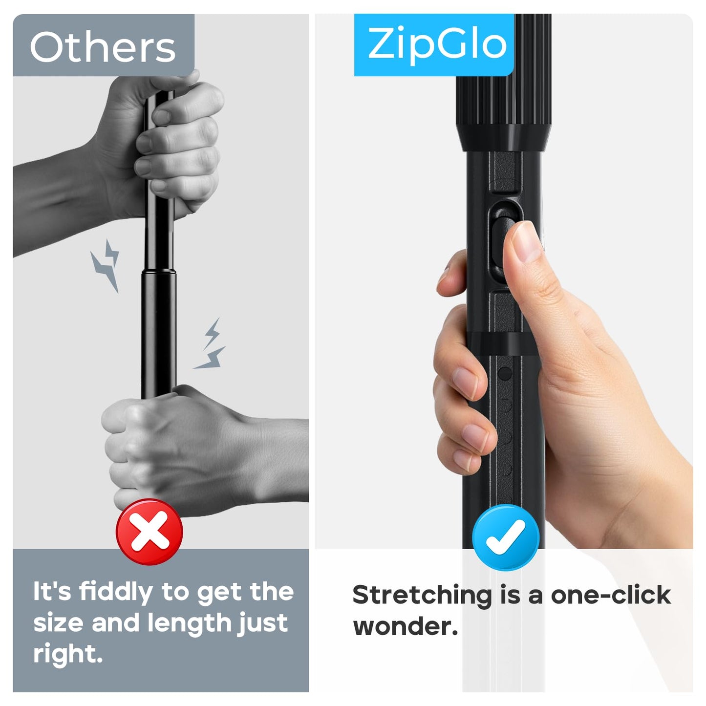ZipGlo Black Tension Curtain Rod 41-126 In(4-10Ft), Extra Long Outdoor Curtain Rod No Drilling for Window or Bathroom Patio, Adjustable Heavy Duty Shower Rod,Rod Diameter 1.26In (2Pack)