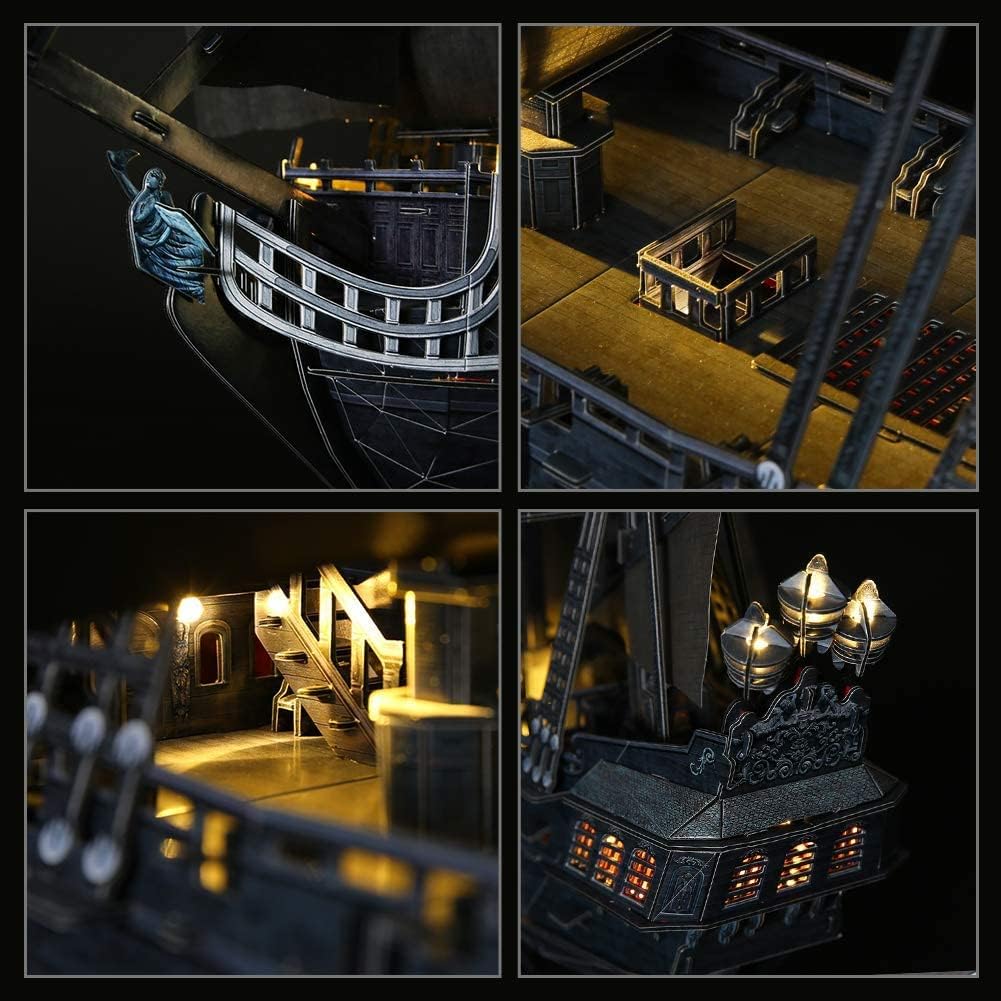 3D Puzzles for Adults Home Decor Pirate Ship Gifts for Men Women Model Kits Brain Teaser Puzzles for Adults Teacher Gifts,Queen Anne's Revenge 340 Pcs Dad'sGift