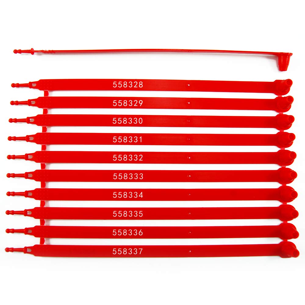 1000 Plastic Security Seals - Numbered Tamper Seals for Trucks, Trailers, Containers (Red)