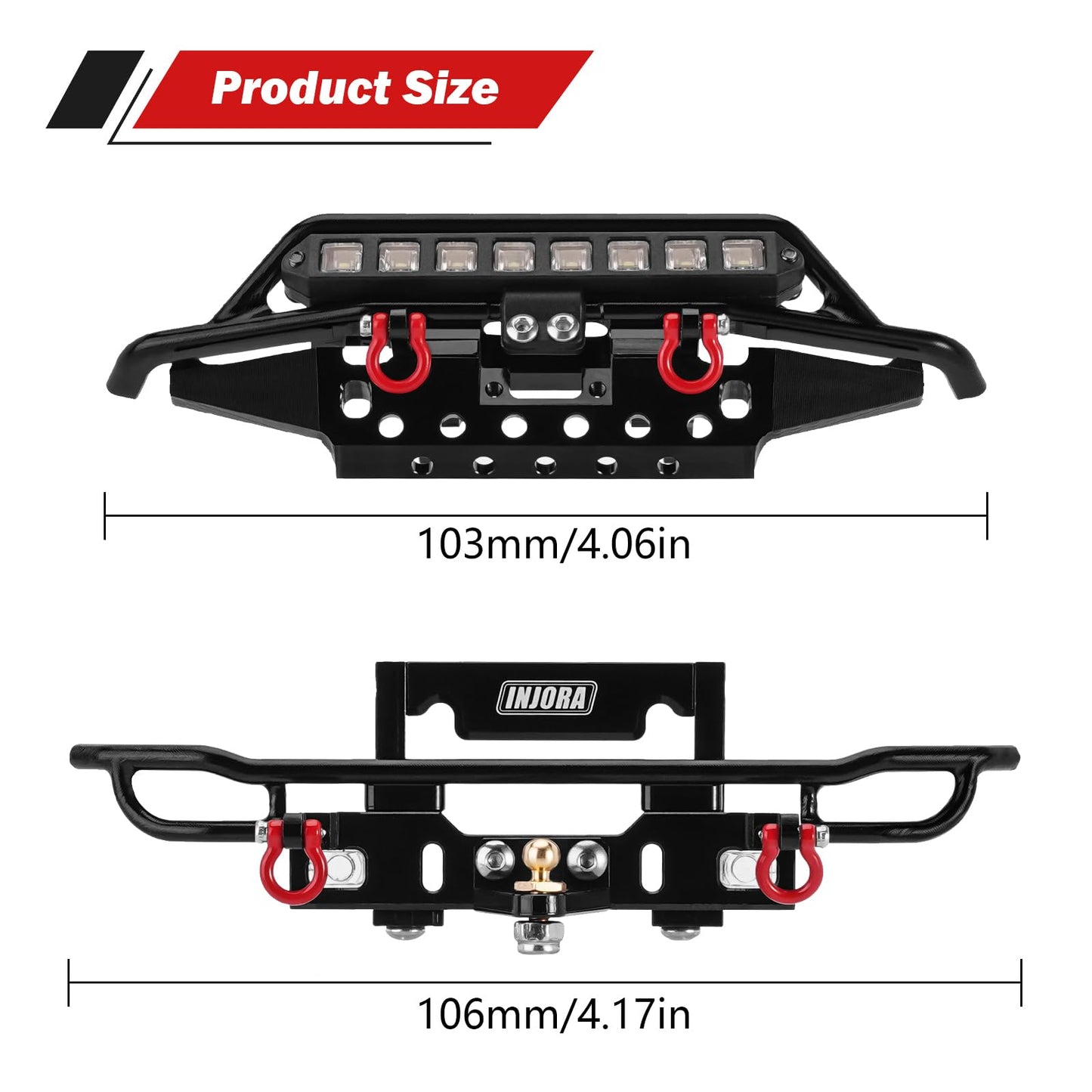 INJORA Front&Rear Tube Bumper Metal Bumper Set for TRX4M Bronco Upgrade 1/18 RC Crawler