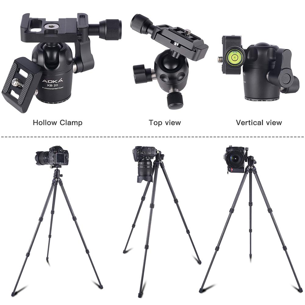 AOKA 28in/1.1lb Mini Portable Carbon Fiber Tripod, iPhone Tabletop Tripod, Travel Tripod with Ball Head, Cell Phone Holder, Extension Pole Tripod for Cell Phone, Camera, Camcorder, Projector, Webcam