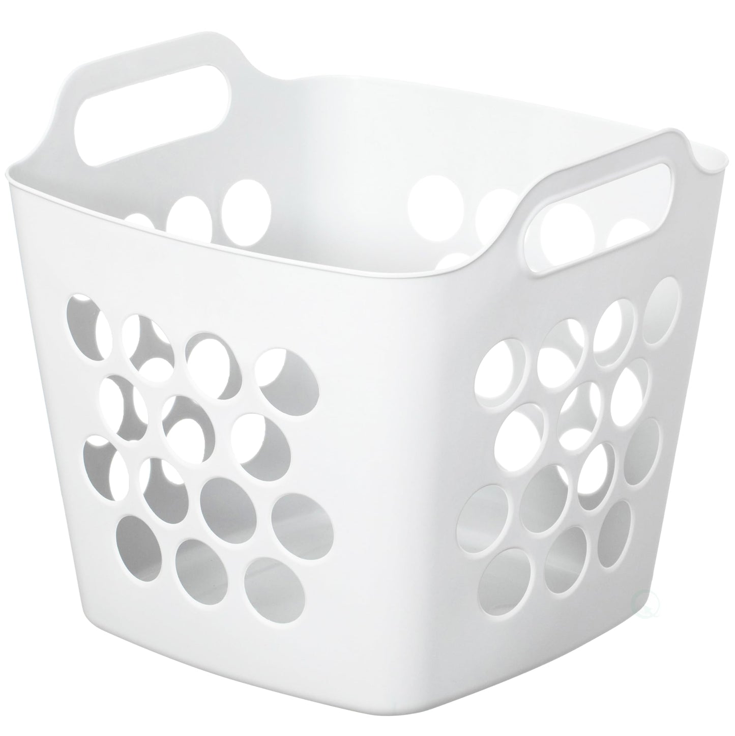 Flexible Plastic Laundry Basket - Square Storage Hamper with Side Handles for Easy Carrying - Versatile Organizer for Laundry, and Household Storage, 28 Litter White