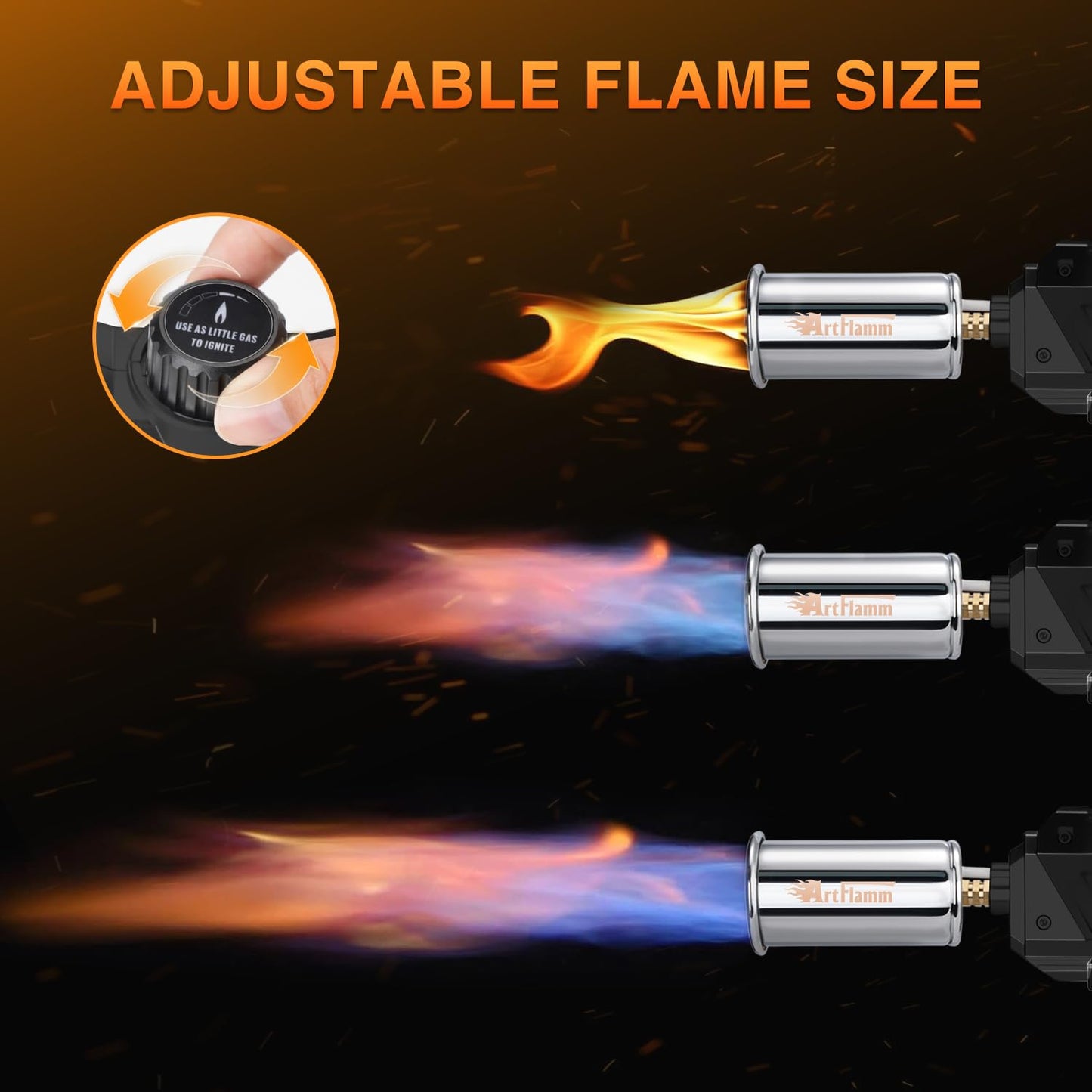ARTFLAMM Powerful Propane Torch Gun, Kitchen Grill Torch with Detachable Design, Adjustable Flamethrower Torch Burner for Searing Steak, BBQ, Welding, Camping Charcoal Lighter(Tank Not Included)