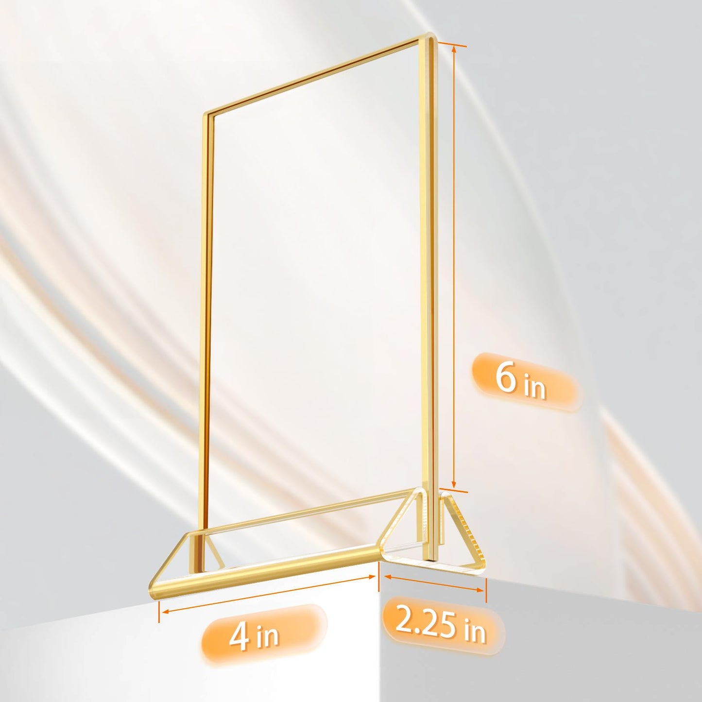 HIIMIEI 18 Pack Gold Sign Holders 4x6'' Acrylic Double Sided Table Menu Display Stand, Wedding Table Numbers Holder