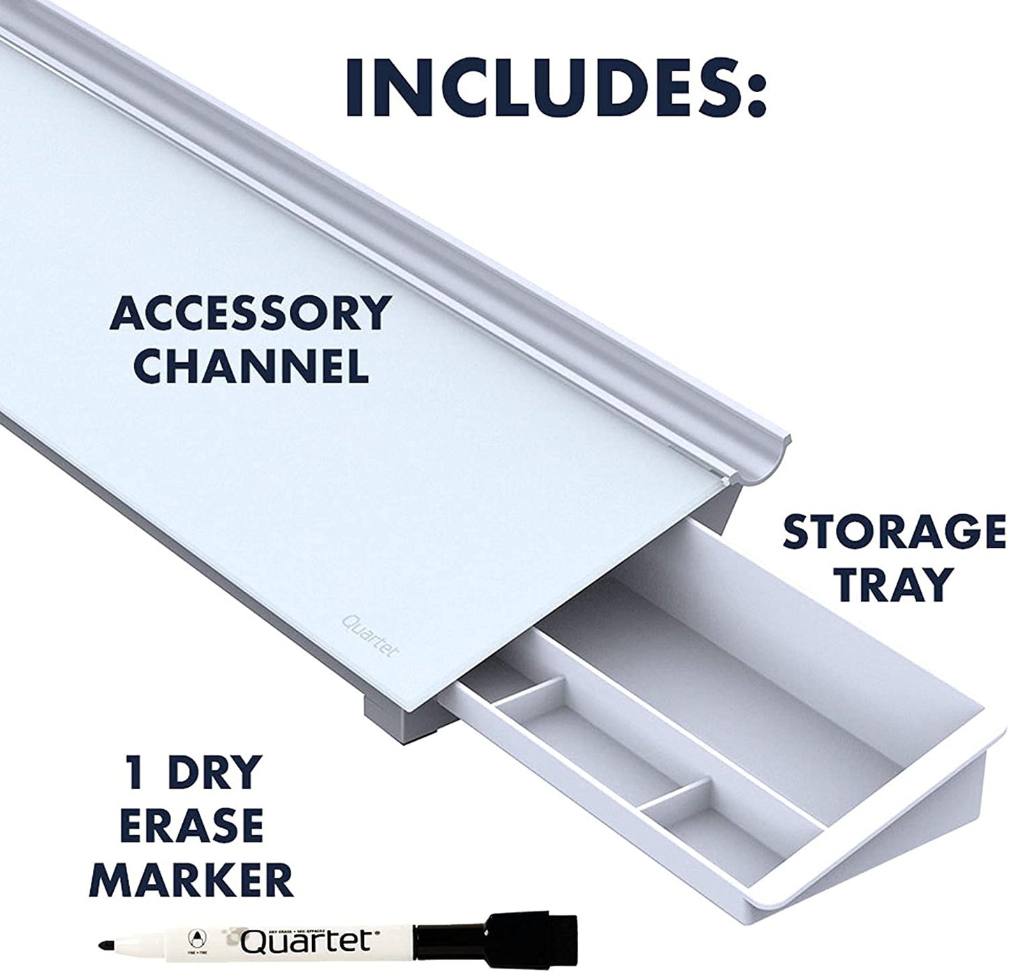 Glass Desktop Computer Pad, 18" x 6", Whiteboard, Dry Erase Surface, White Surface (GDP186), 2 Set