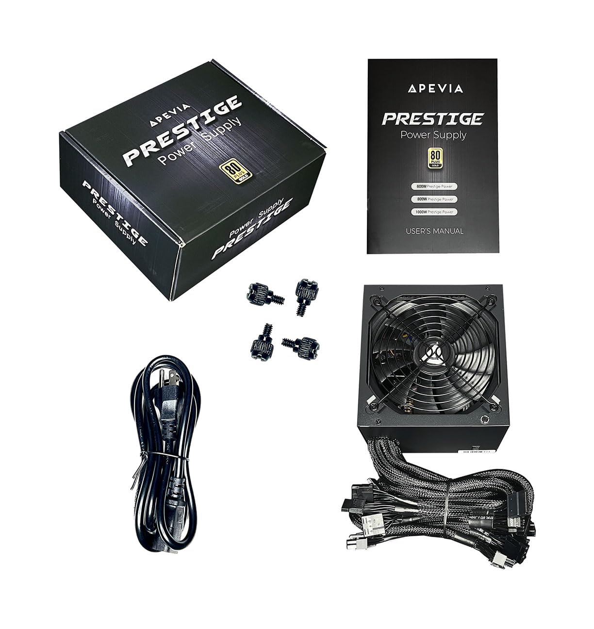 Apevia ATX-PR800W Prestige 800W 80+ Gold Certified, RoHS Compliance, Active PFC ATX Gaming Power Supply