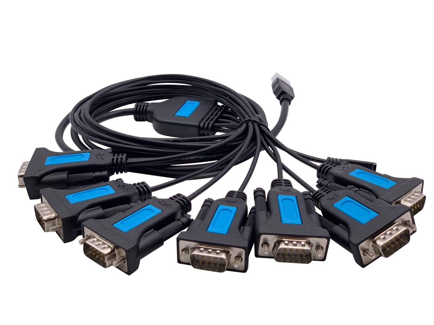 TECHTOO 7 Port Professional Prolific CHIP USB to Serial RS232 DB9 Adapter Converter Serial Cable 9-Pin Male to Male with Thumbscrews (W/Thumbscrews, 7 RS232 Port)