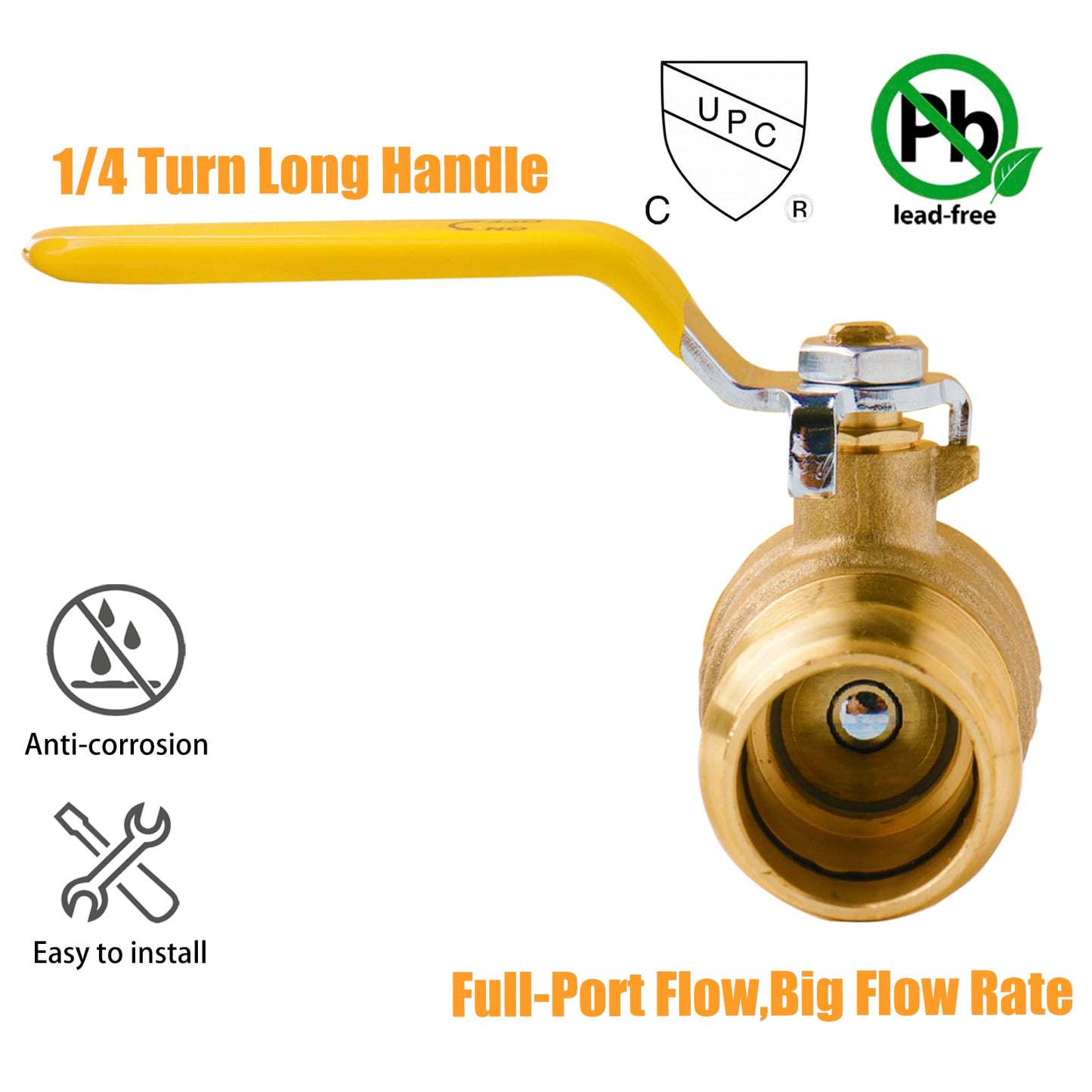 WHK 10 Pack 1/2" Press Propress Ball Valve Pro Press Ball Valve Fittings to Press into 1/2" Copper(Lead-Free,Pro Press Brass Ball Valve 1/2,10PCS)