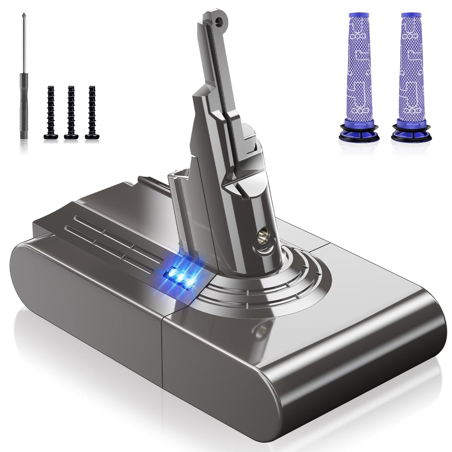 Upgraded 8000mAh Designed for Dyson V8 Battery Replacement, 21.6V V8 Animal Battery Replacement Compatible for Dyson SV10 V8 Absolute Motorhead Fluffy Carbon Fiber Cordless Vacuum Cleaner (Grey)