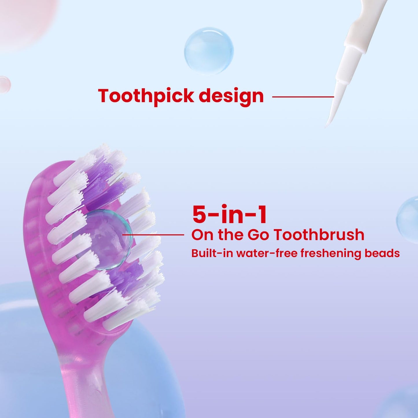 70Pack Mini Disposable Toothbrushes 5-in-1 Portable Pre-Pasted Travel Toothbrush with Toothpaste Tongue Scraper Floss Pick Individually Wrapped Small Prepasted Travel Toothbrush for Kids Adults