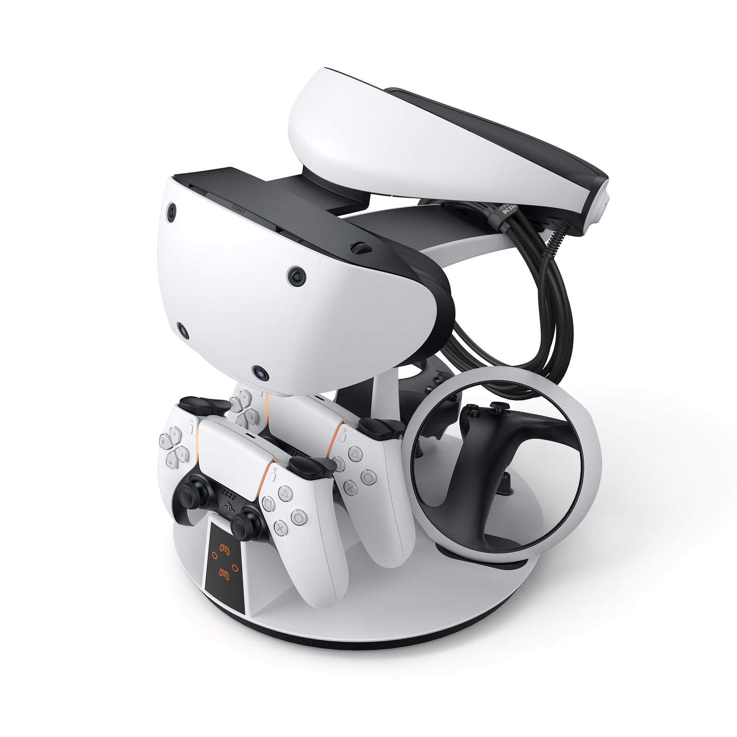 KIWI design D2 3-in-1 Controller Charging Station for PSVR2 and PS5 with VR Display Stand and LED-Charging Indicator