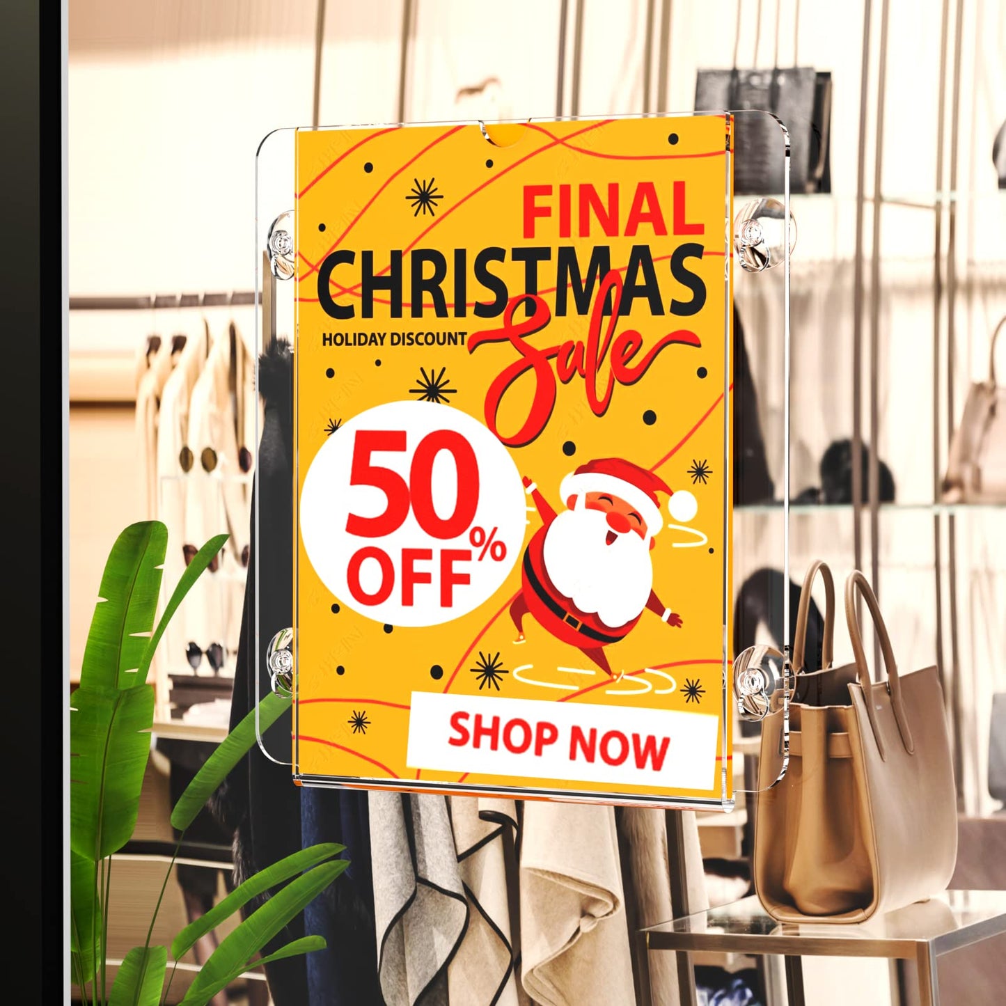 Acrylic Window Sign Holder with Suction Cup 8.5 X 11, Clear Acrylic Frames Glass Door Wall Mount Advertising Signage Sign Holder for Mall, Office, Home, Store, Restaurant (8.5x11"—6pc)