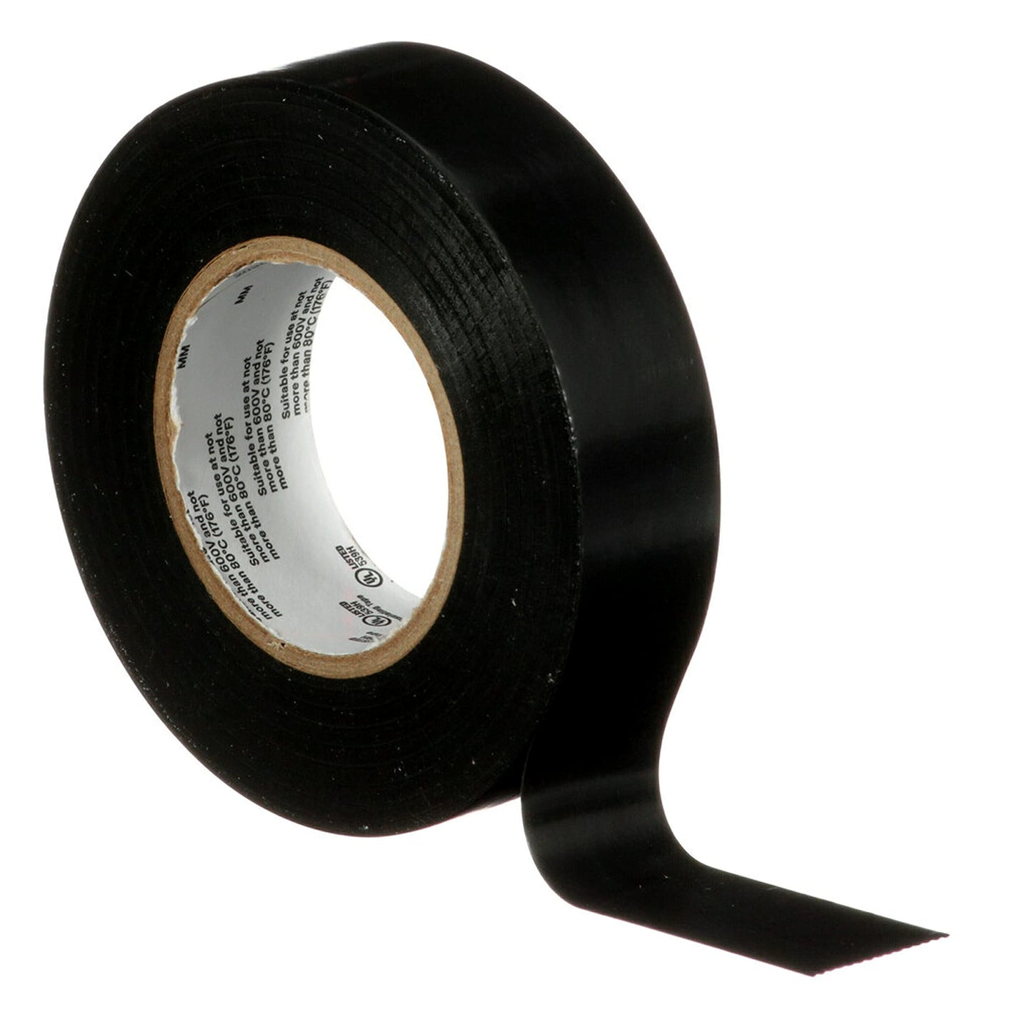 3M Temflex Vinyl Electrical Tape 165, Black, 3/4 in x 60 ft (19 mm x 18 m), 6 mil, 100 Rolls/Case