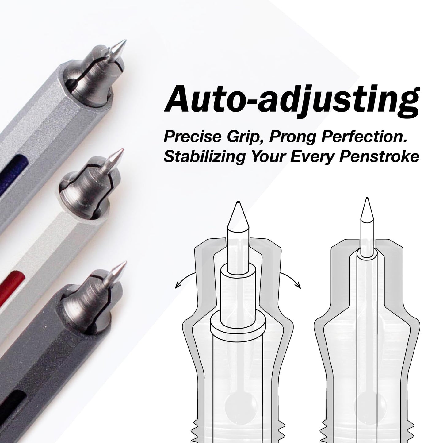 ANTOU Pen C Mini, Durable Aluminum Alloy EDC Pen, with 100+ Replacement Refills - Ballpoint, Rollerball, Gel. Auto-Adjusting Refillable Pen, Best Writing and Sketching Gift for Men and Women_Silver