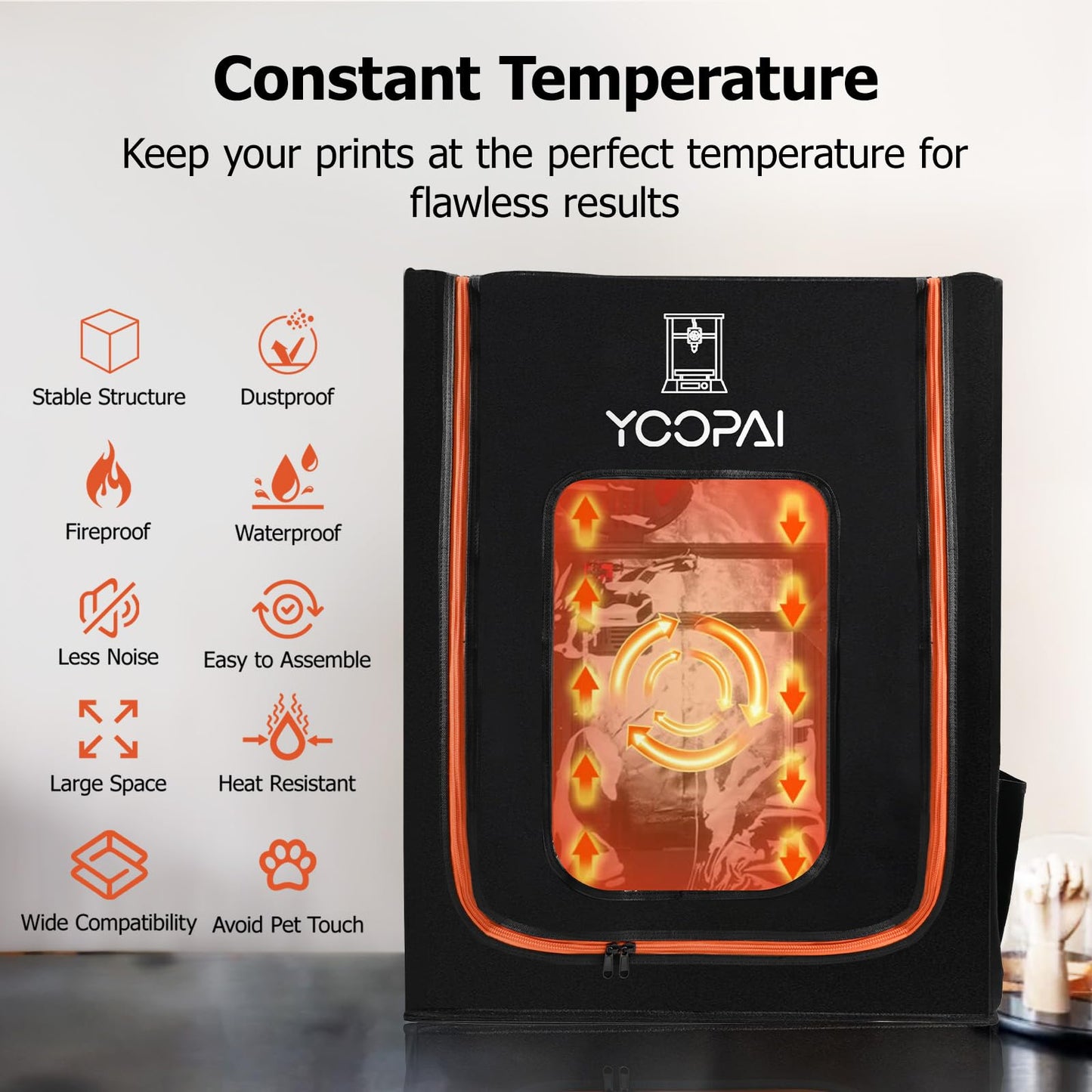 3D Printer Enclosure with LED Light, Fireproof Dustproof Tent Constant Temperature Protective Cover for Ender3 Max Neo/Ender3 S1 Plus/Ender 5/ Pro/Plus/Neptune 4 Plus/CR-10/10S PRO10 Mini/CR-X, Large
