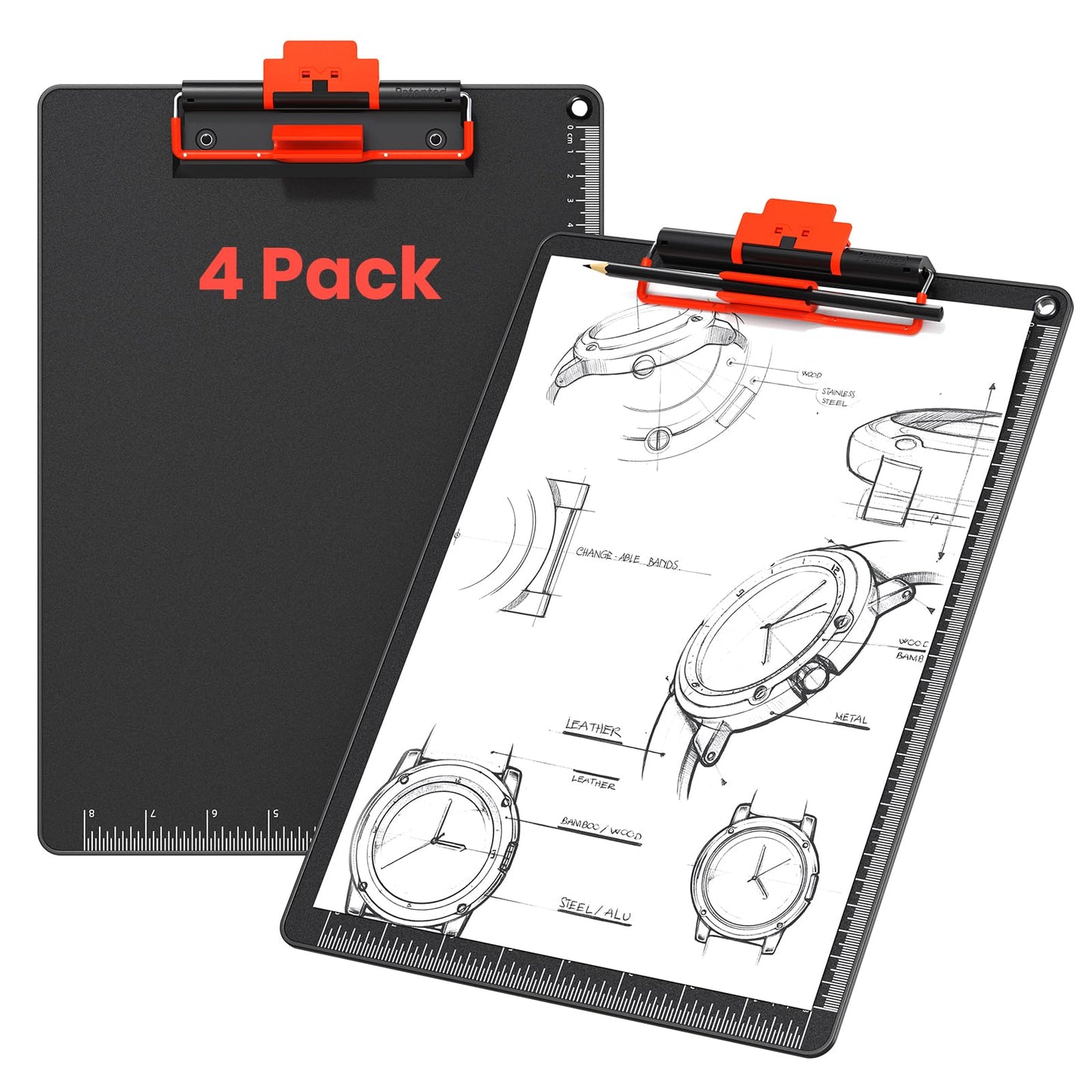 A4 Clipboard with Pen Holder,AlumFrame 2in1 HD Antislip Office/School 4P