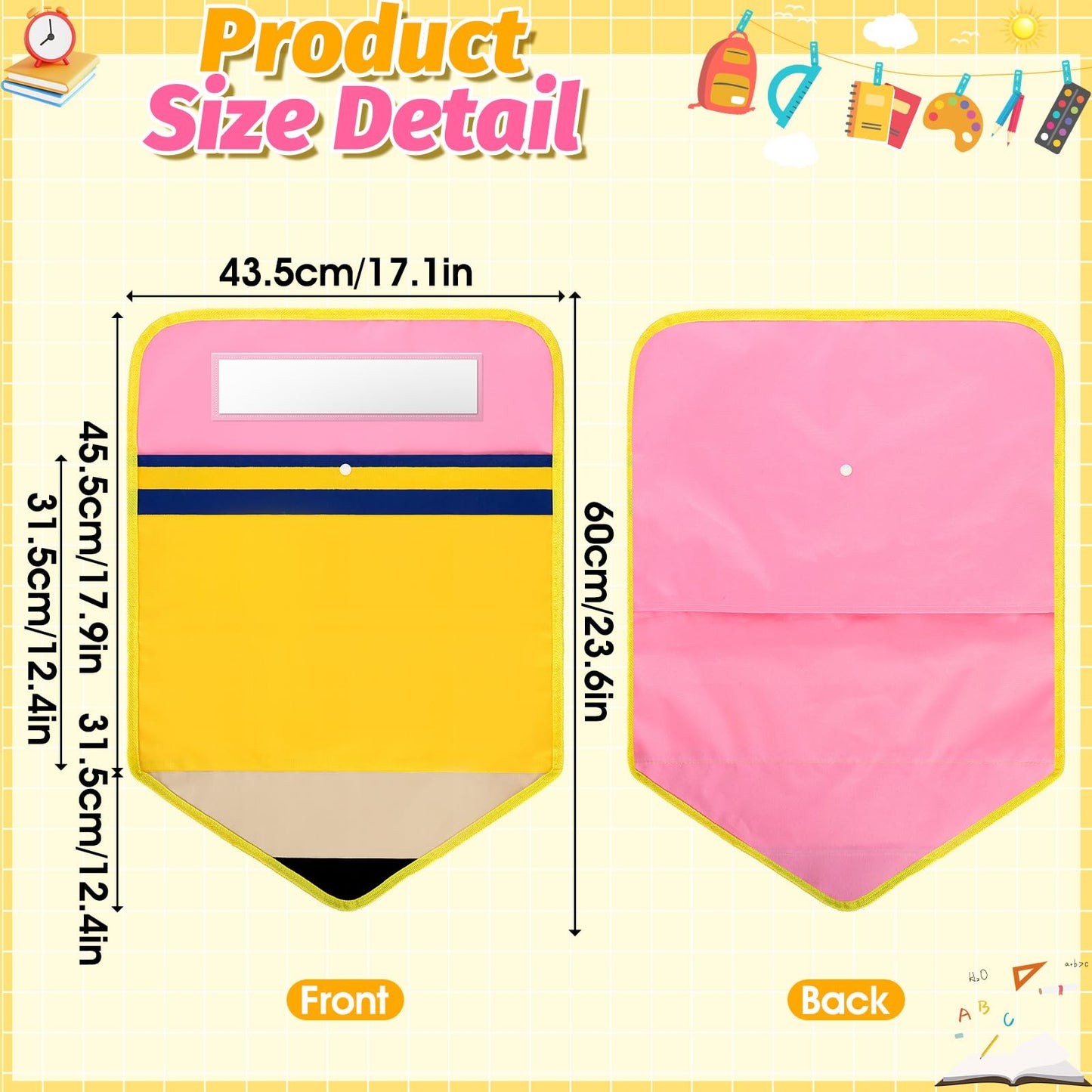 AKAIXI Chair Pockets for Classrooms Set of 24 Pencil Chairback Buddy Pocket for Kids 17 X 18 Inch Chair Organizer with Name Slot Seat Storage Pockets for Classroom Home, 24 Pcs White Card Paper