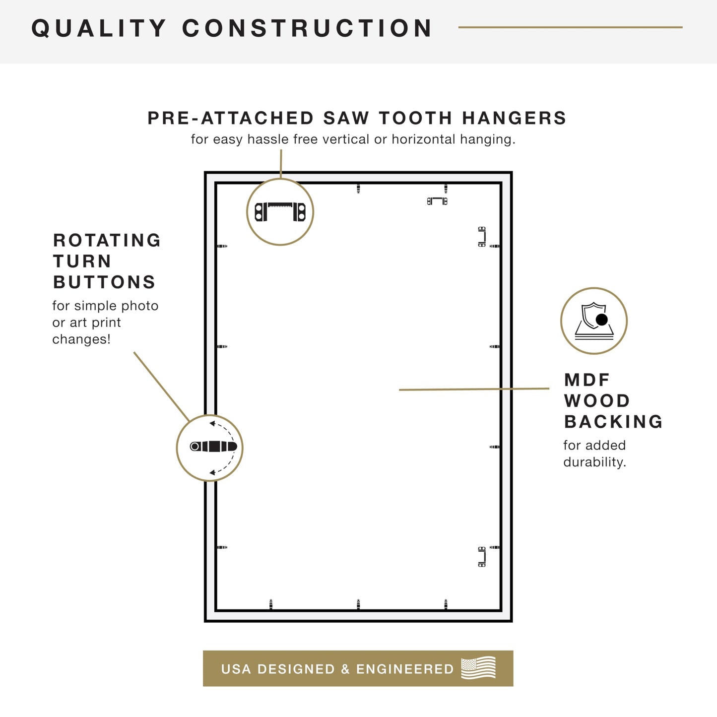 MCS Studio Gallery Classic 24x36 Poster Frame Natural Woodgrain Engineered Wood, Vertical & Horizontal Wall Hanging Large Picture Frame for Photos, Posters & Art Prints (1-Pack)