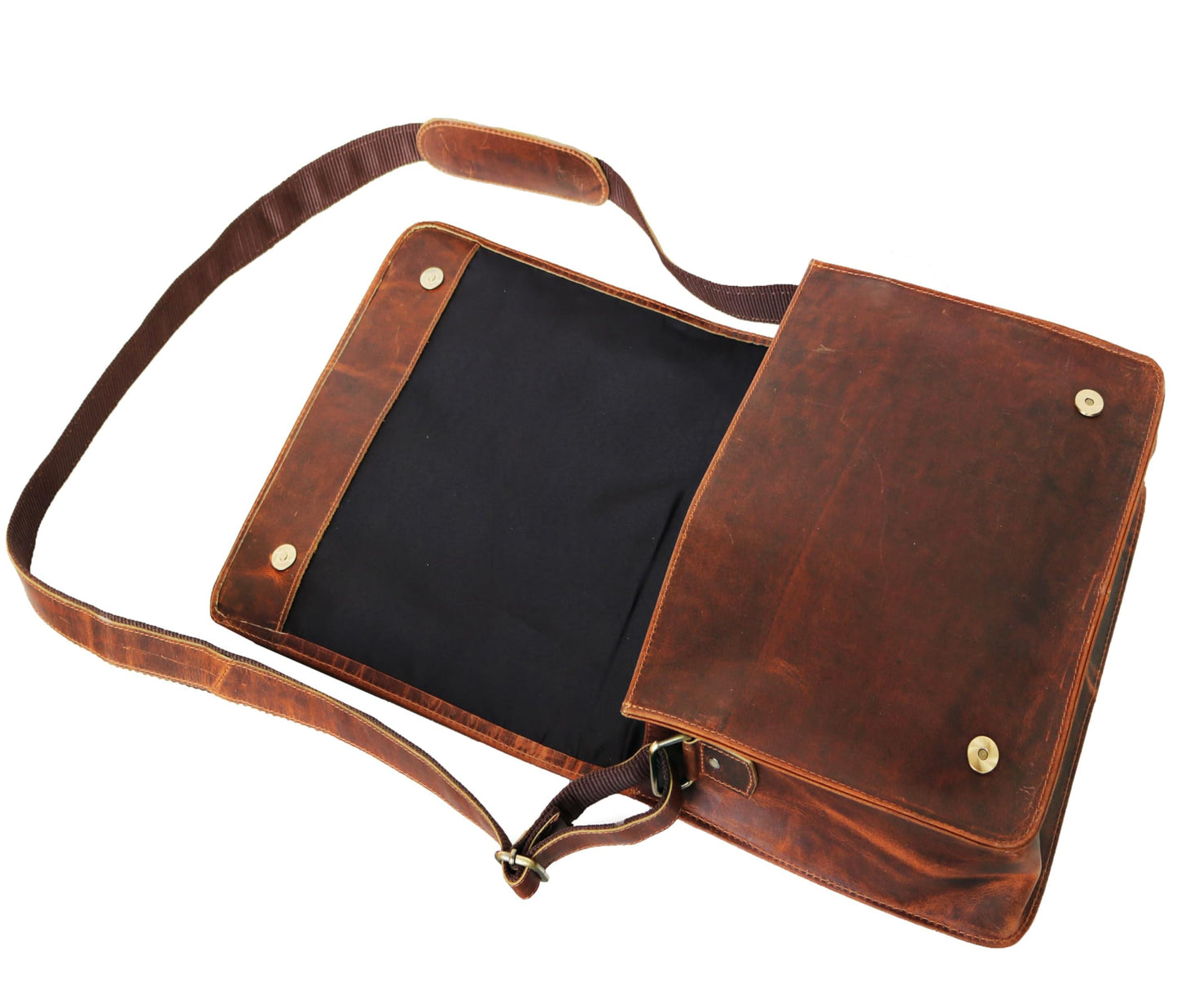 13" leather messenger bag laptop case office briefcase gift for men computer distressed shoulder bag