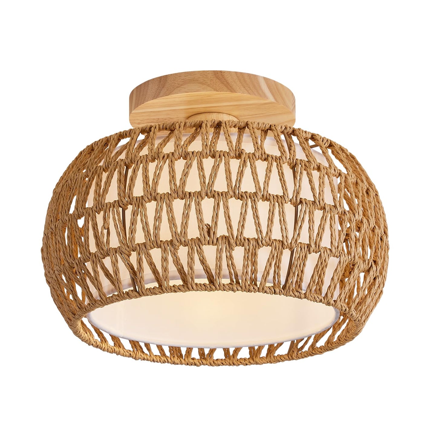 Rattan Ceiling Light Fixture,3 Style Options Boho Flush Mount Ceiling Lights, Hand-Woven Rattan Chandelier,Mini Bohemian Wicker Light Fixtures, Farmhouse Light Fixture for Bedroom Hallway Entryway