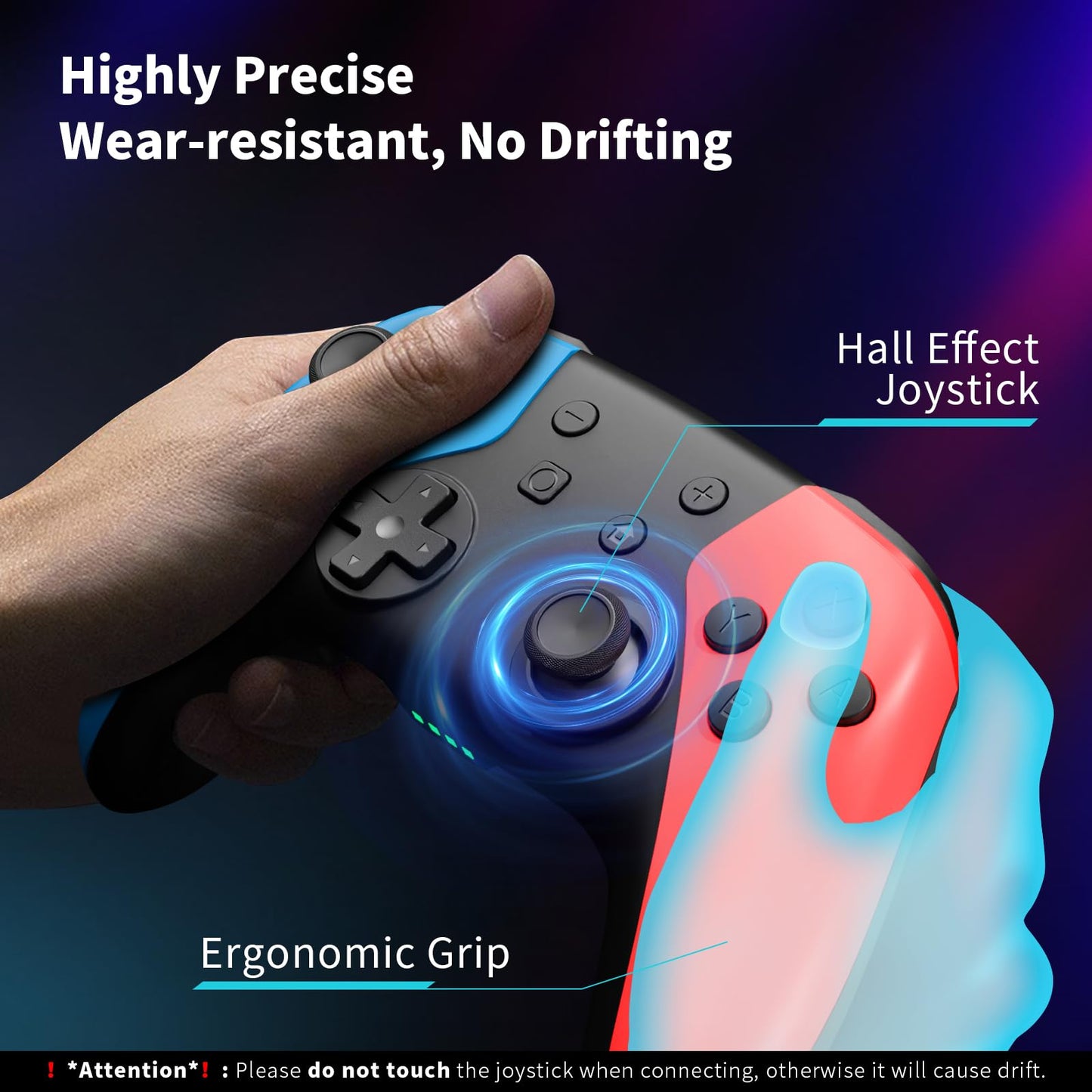 AceGamer 2 Pack Wireless Controller for Nintendo Switch/Lite/OLED, Hall Effect Joystick for Switch 2 Pro Controller with Wake-Up/Turbo/Dual Vibration/Programmable (Red+Blue)
