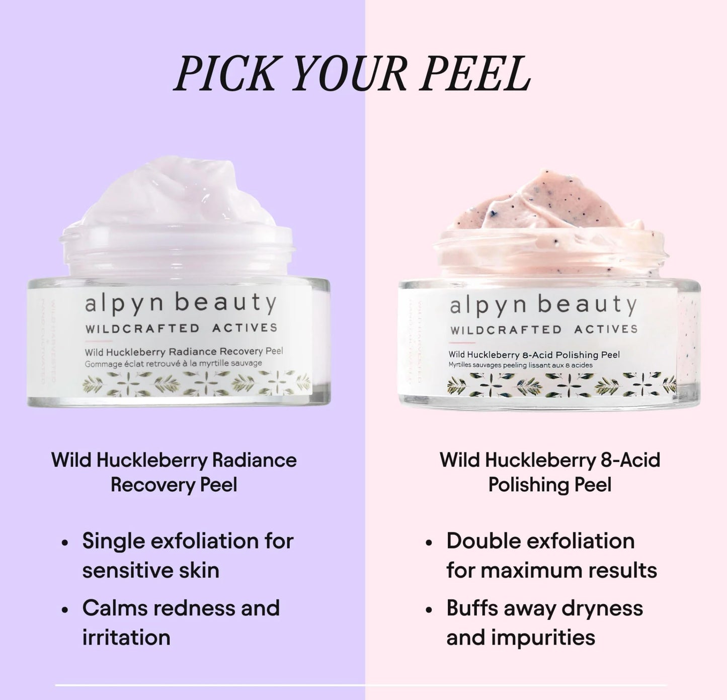Alpyn Wild Huckleberry 8-Acid Polishing Peel | Double Exfoliating Peel Mask to Visibly Smooth & Brighten Skin While Refining the Look of Pores | 1.7 oz / 50 ml
