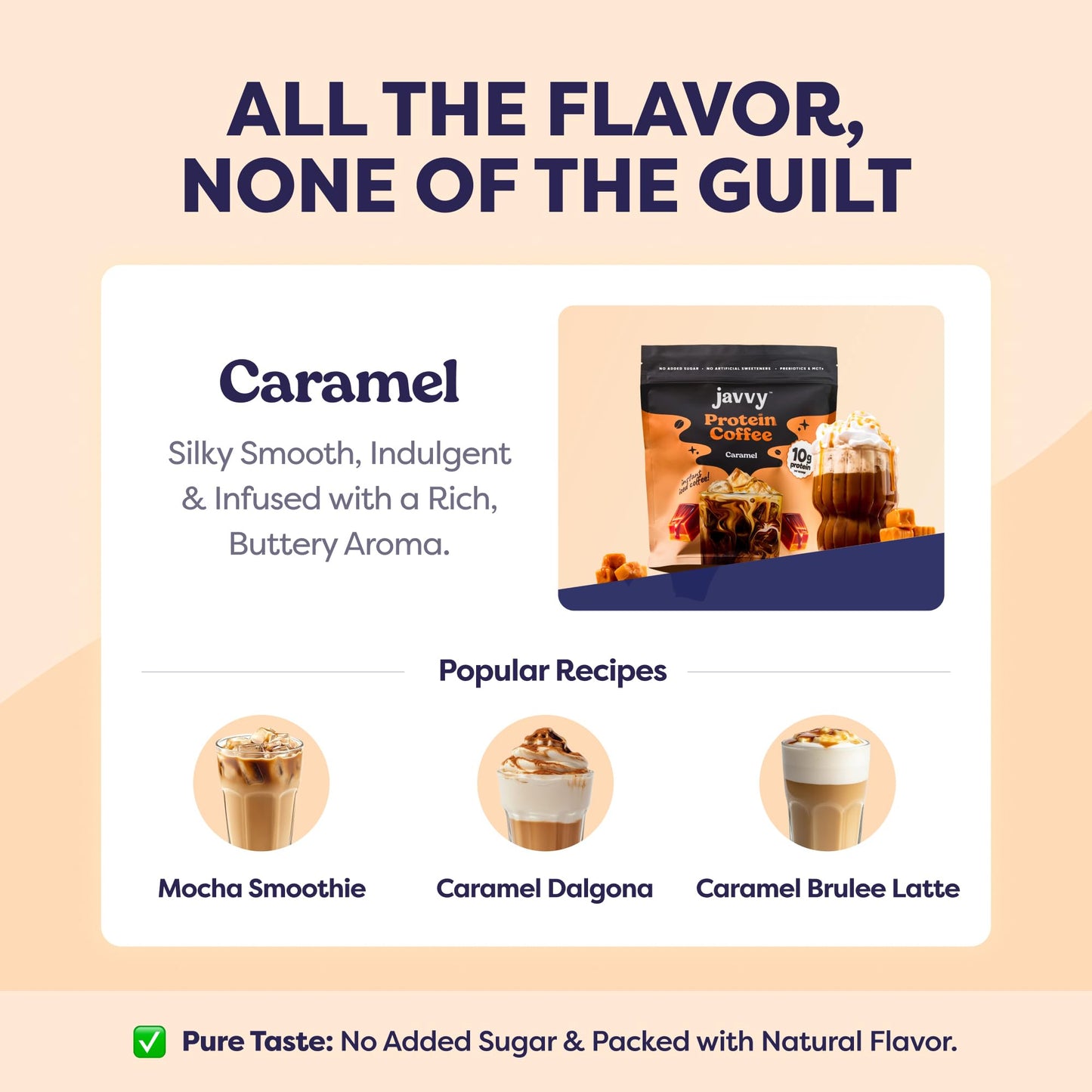 Javvy Protein Iced Coffee - Premium Whey Protein & Iced Coffees, 100% Natural Cold Brew, Zero Artificial Flavors & Sweeteners, 80mg Caffeine, No Added Sugar, 20 Servings, Caramel, 1 Pack