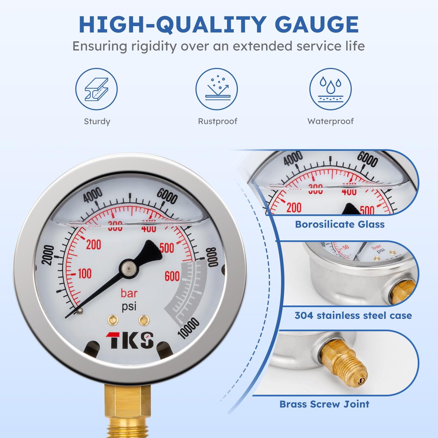 AilemeNova Hydraulic Pressure Test Kit, 5 Gauges (10/100/250/400/600bar) 60mpa 13 Test Couplings 14 Tee Connectors 5 Test Hoses w/Sturdy Portable Carrying Case for Excavator Construction Machinery