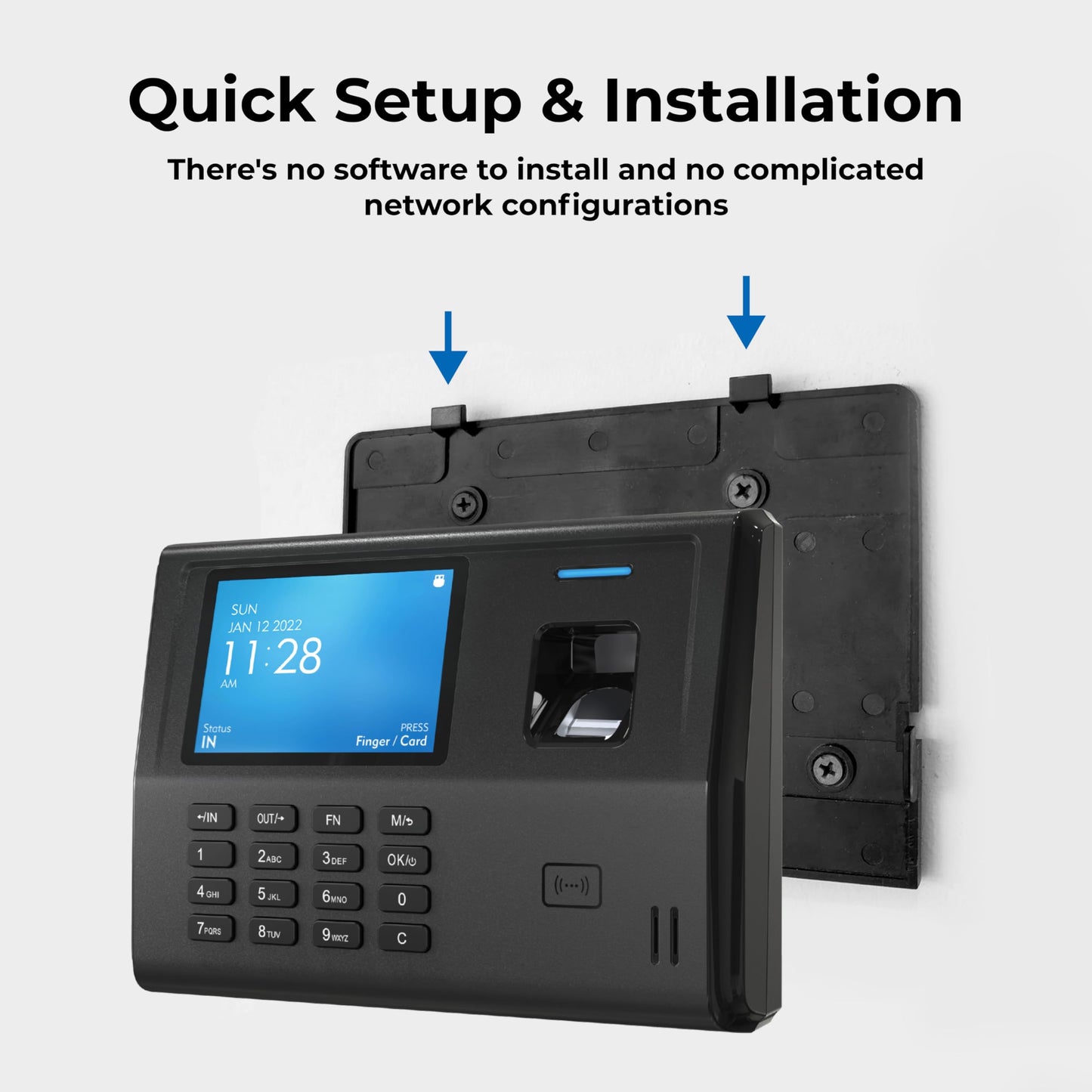 ANVIZ Time Clocks for Small Business Employees - No Software Required - Fingerprint Biometric Clock in and Out Machine - Right Out of The Box, Finger + RFID + Pin Punching