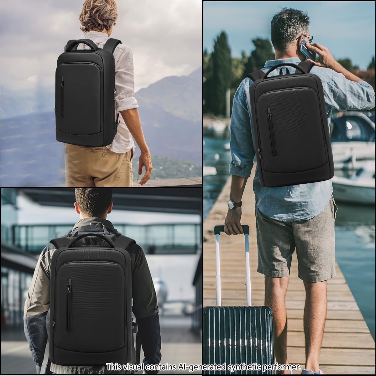 GYakeog Slim Business Laptop Backpack for Men 15.6 Inch Computer Lightweight Anti-Impact Protection Travel Backpacks Water Resistant Laptop Bag for Work Office College-Black