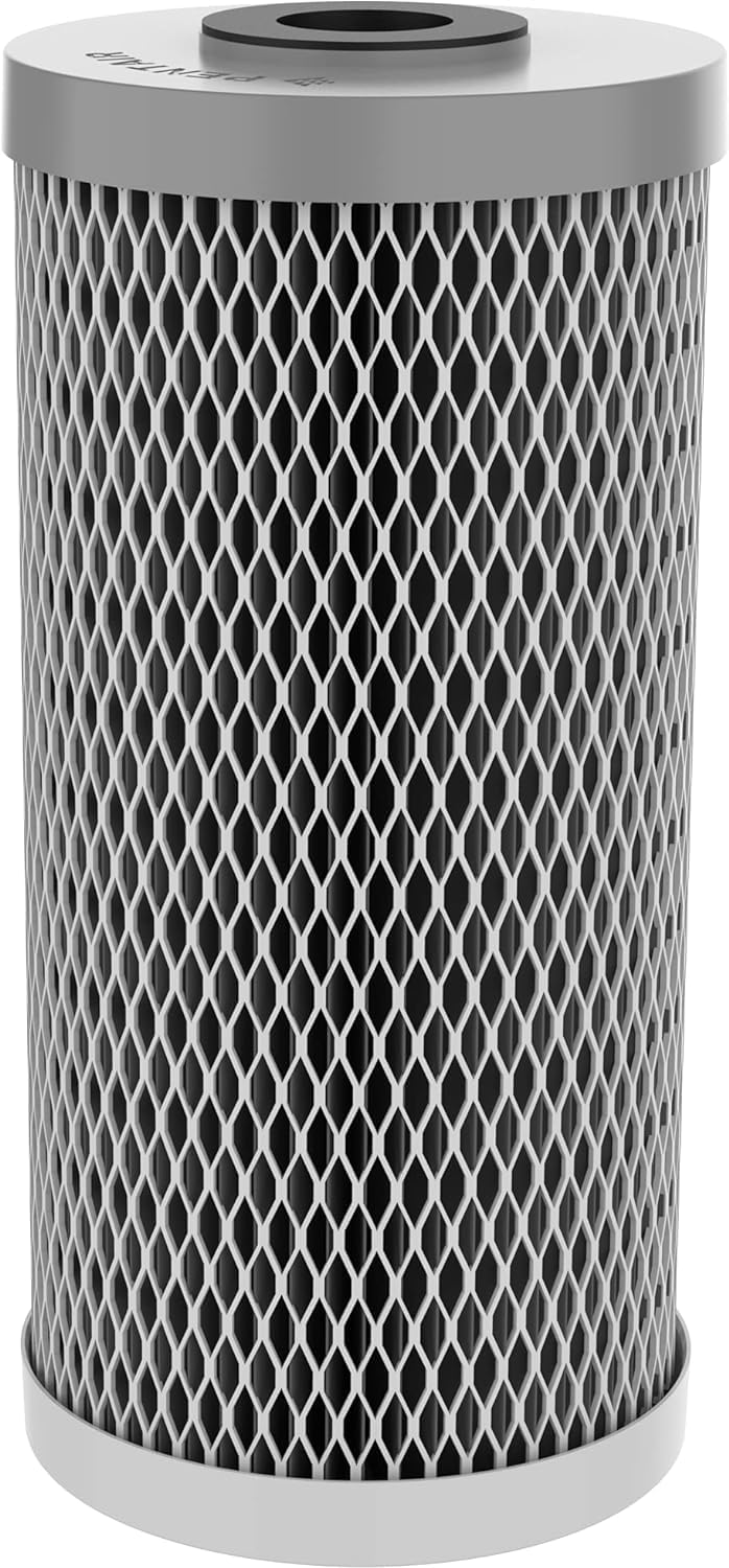 Pentair Pentek NCP-BB Big Blue Carbon Water Filter, 10-Inch, Whole House Non-Cellulose Carbon Impregnated Pleated Filter Cartridge, 10" x 4.5", 10 Micron, Pack of 2