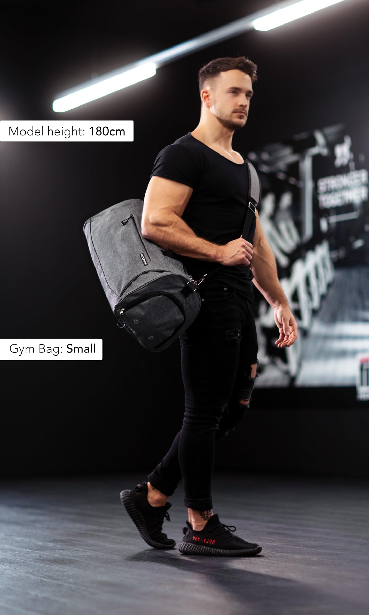 Fitgriff® Gym Bag for Men & Women with Shoe & Wet Compartment - Duffle Bag for Travel, Sports, Fitness & Workout (Grey, 23 x 12 x 12″ (M))
