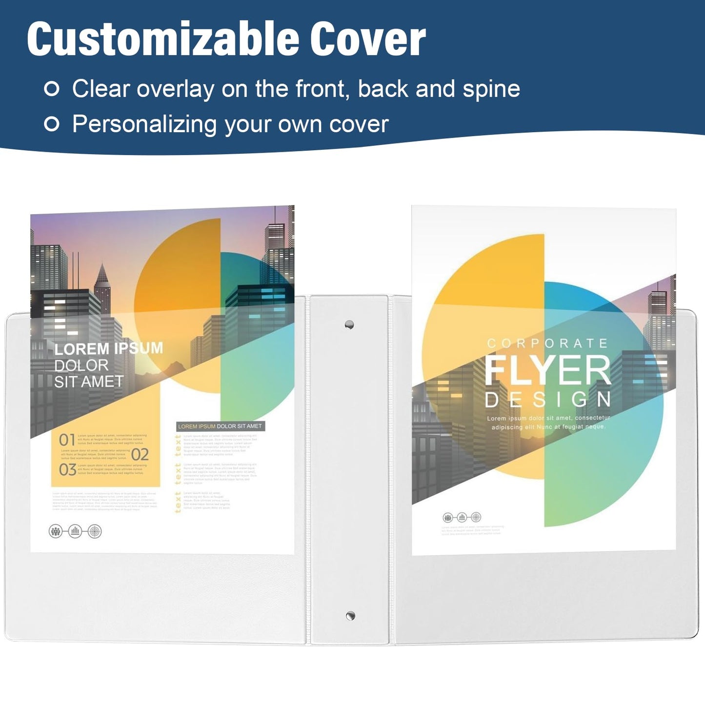 2-Inch 3-Ring Binder with Pockets, 2’’ Premium View Binders with Three Ring Binders Holds up to 450 Sheets US Letter Size, Bulk Pack of 6, Perfect for Home, Office, and School(XY014-WH) White