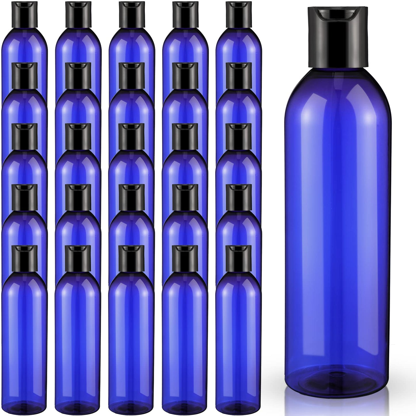 48 Pack 8oz Empty Plastic Squeeze Bottles with Disc Top Caps Travel Containers Refillable Plastic Empty Shampoo Bottles with Caps for Shampoo, Lotions, Liquid Body Soap, Creams(Blue)