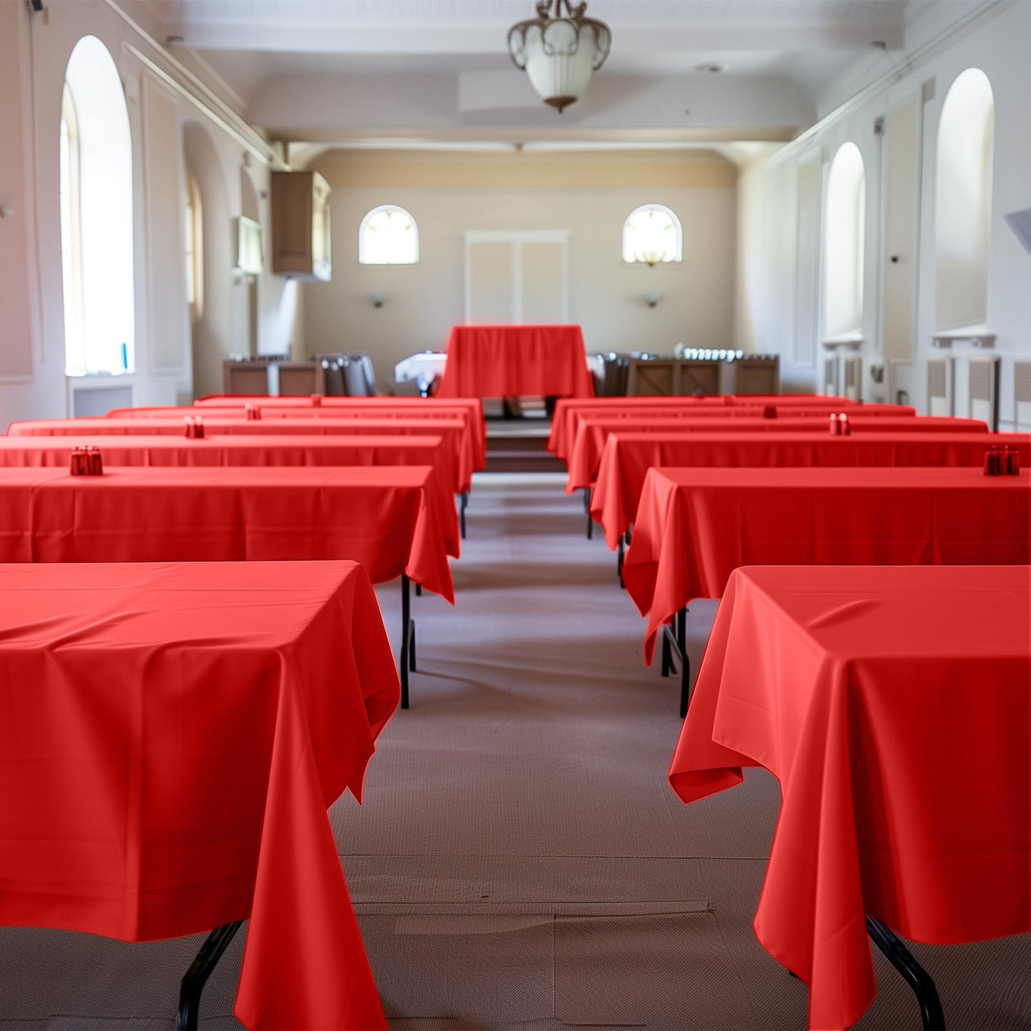 Niuara Red Plastic Table Cloth - 30 Pack 54" × 108" Rectangle Disposable Tablecloths for 6FT Tables, Waterproof Table Cover for Party, Holiday & Gathering Use