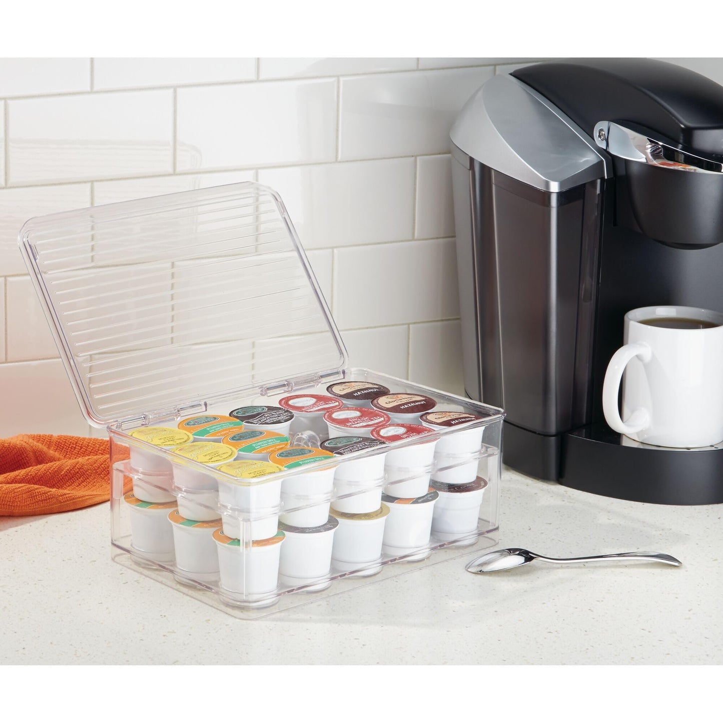 iDesign Stackable Coffee Pod Holder for K-Cup Pods - 29 K-Cup Capacity - Set of 2 - Clear