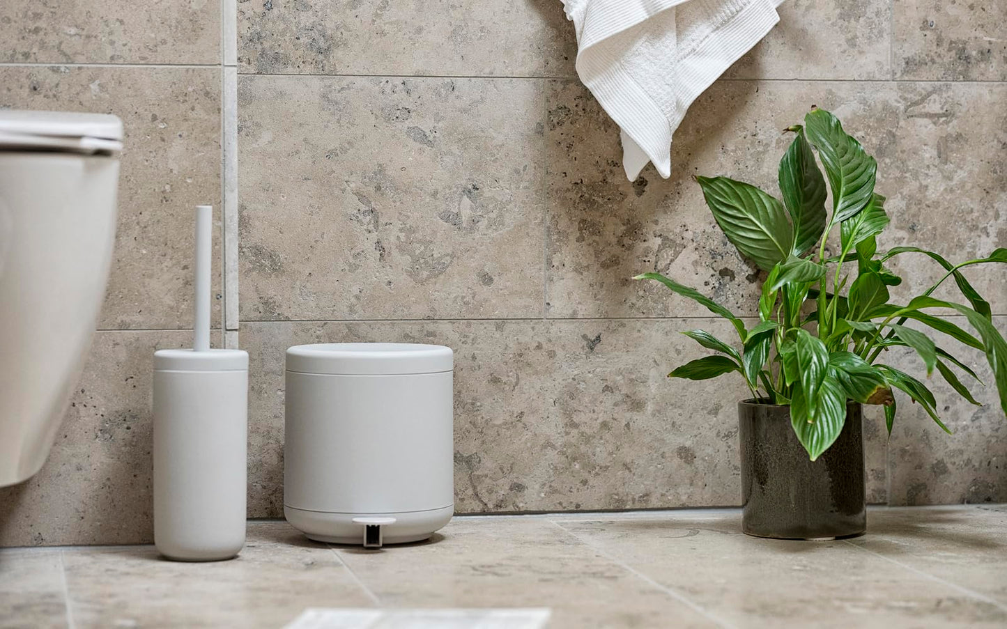 Zone Denmark Nova One Ceramic Toilet Long Brush | with Brush Holder Soft Touch | Enhance Your Bathroom with a Chic and Practical Duo for Modern Style and Effortless Hygiene - Coating (Soft Grey)