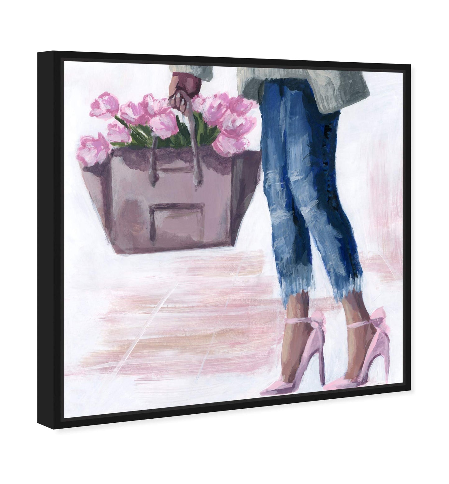 The Oliver Gal Artist Co. Fashion and Glam Wall Art Canvas Prints 'Picks from The Market' Outfits Home Décor, 16 in x 16 in, Black Frame