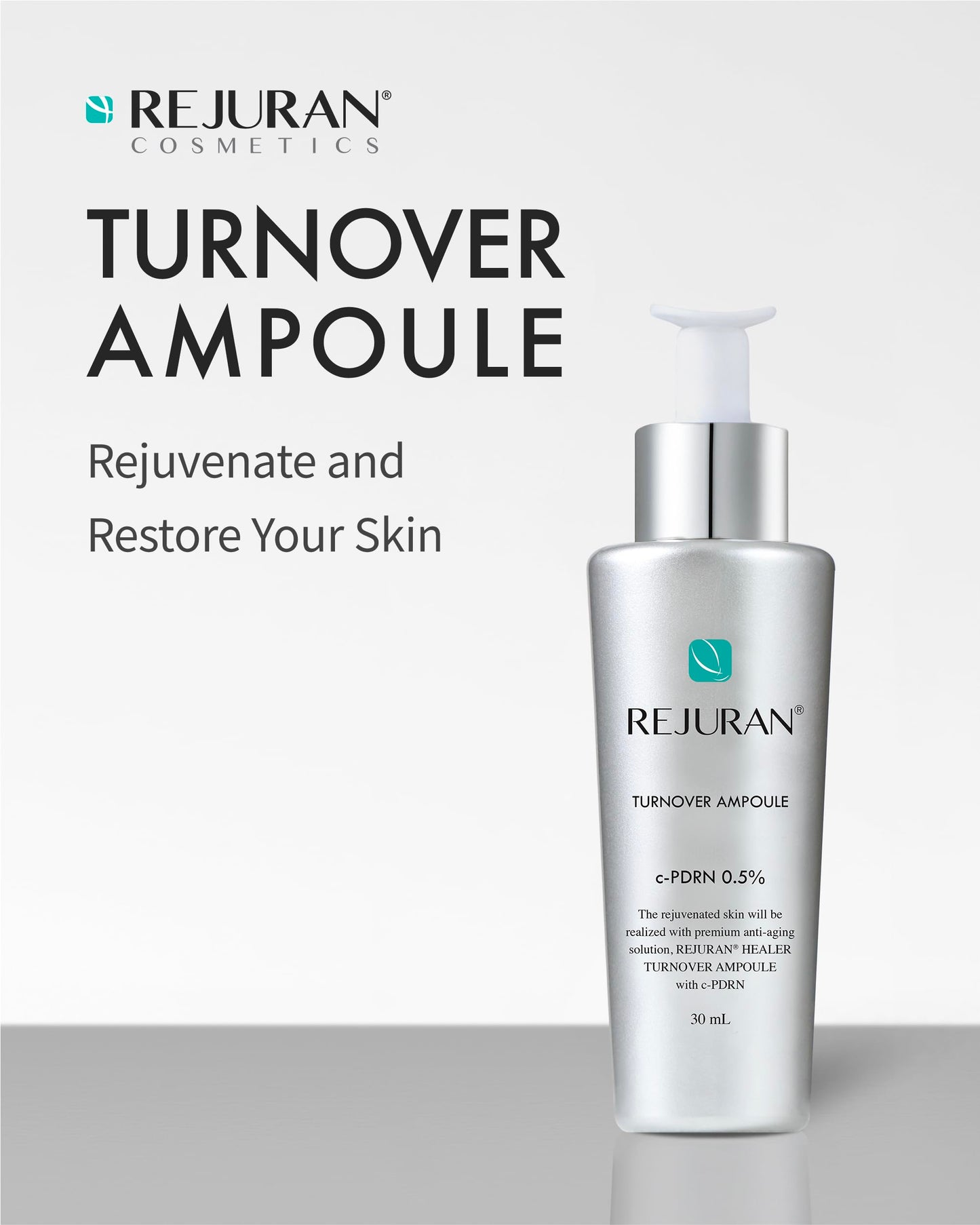 REJURAN® Turnover Ampoule, c-PDRN® - Anti-Aging Face Serum for Firmness, Radiance, and Youthful Skin. Korean Skin Care, Clinically Developed (1.01 fl oz)