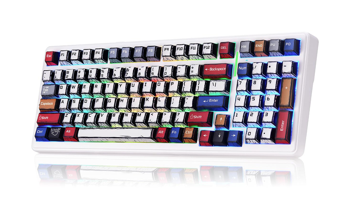 Aula F99 Mechanical Gaming Keyboard, Wireless Creamy Keyboard Hot Swappable Custom Bluetooth Computer Keyboards, Tri-Mode BT5.0/2.4GHz/USB-C, Pre-lubed Linear Switches, RGB Backlit, Gasket Structure
