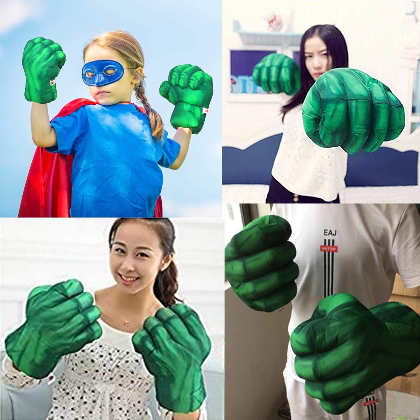 Superhero Gloves for Kids Superhero Toy Superhero Hands Kids Soft Plush Superhero Fists Cosplay for Boy Christmas Halloween Birthday Gift (green)