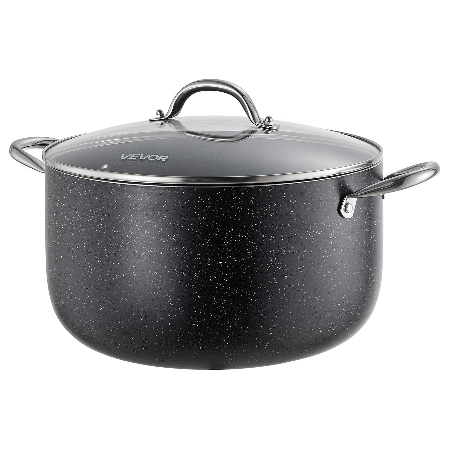VEVOR Aluminum Stock Pot, 12-Quart Nonstick Ceramic Coated Pot with Glass Lid, PFOA-Free, PFAS-Free, Compatible with Gas Stoves, Induction Cooktops, Electric Stoves, for Soups, Stews, and Pasta