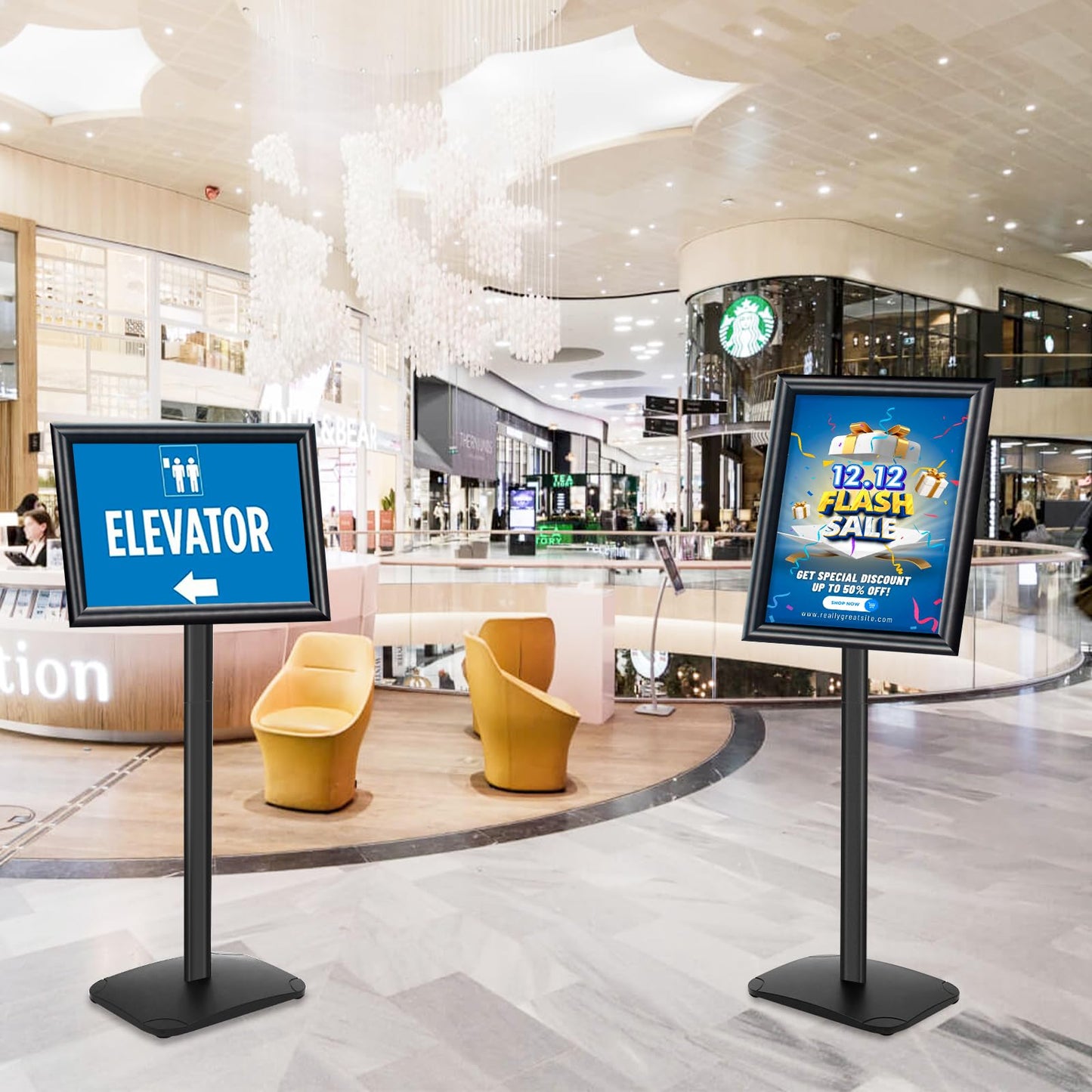 3Pcs Heavy Duty Pedestal Sign Holder for Display, 11 x 17 inches Adjustable Floor Standing Sign Holder with Weighted Base , Sign Stand for Indoor/Outdoor Advertising,Black
