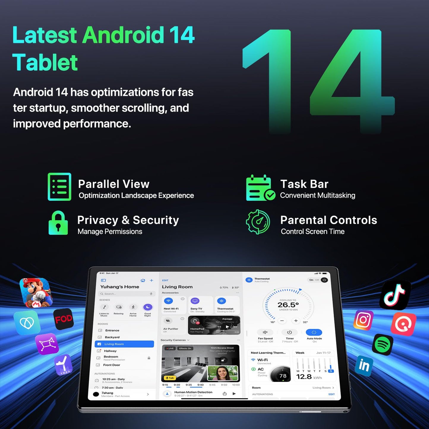 Android Tablet, 2025 Tablet 10.2 inch Android 14 Tablets, Octa-Core 10GB RAM 64GB ROM | 6000mAh Battery, 1024GB Expand |1080 * 800 HD IPS Touchscreen | 5G/2.4G WiFi 6 | Bluetooth 5.0 (Gray)