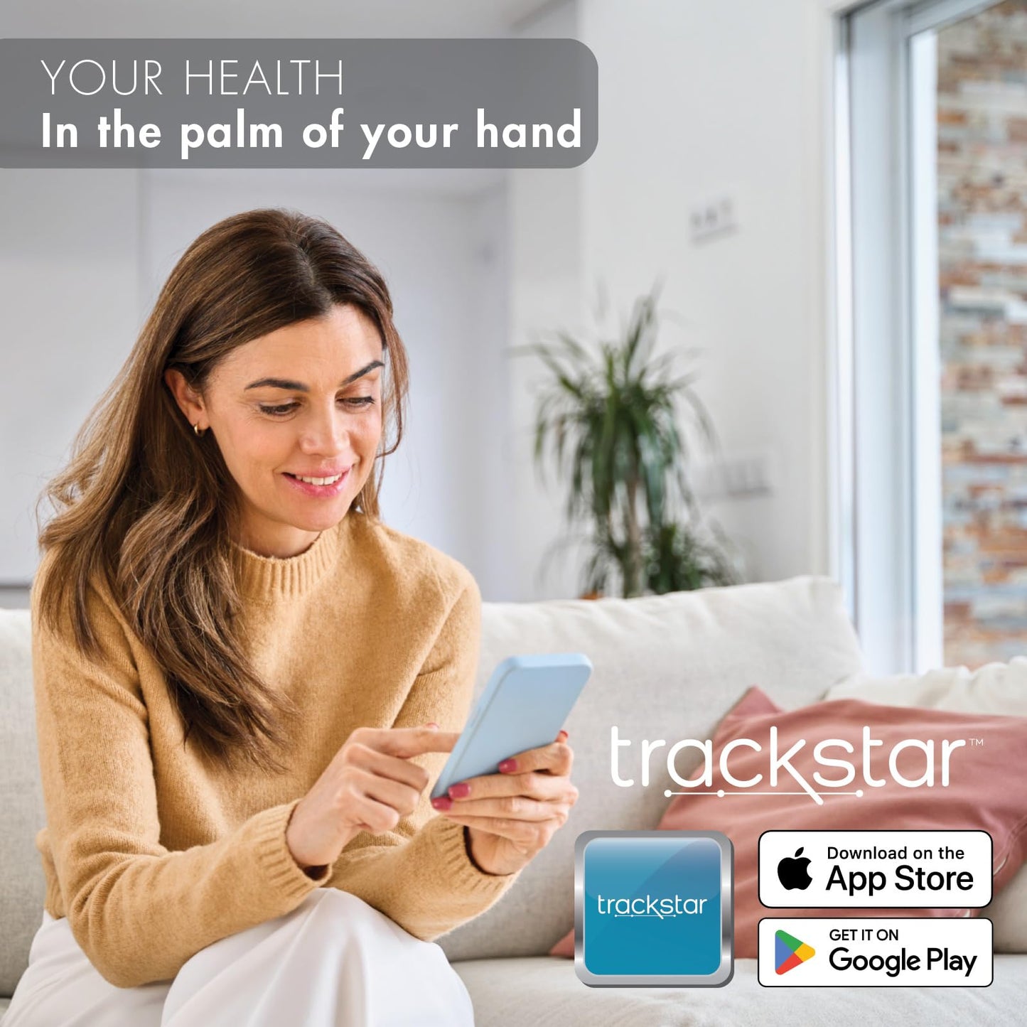 Trackstar Silver Digital Weight Scale | 440 lb Weight Capacity | Trackstar Monitoring App | Bluetooth iOS & Android Compatible | Measure, Track, and Share Results
