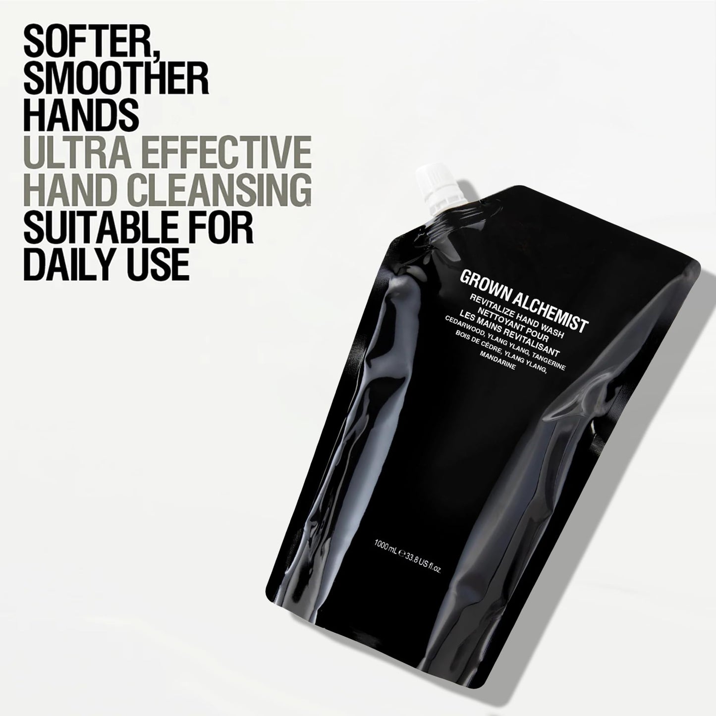 Grown Alchemist Revitalize Hand Wash Refill Pouch. Cedarwood, Ylang Ylang, Tangerine. Gentle Hand Wash Hydrates & Cleanses Skin, (1L).